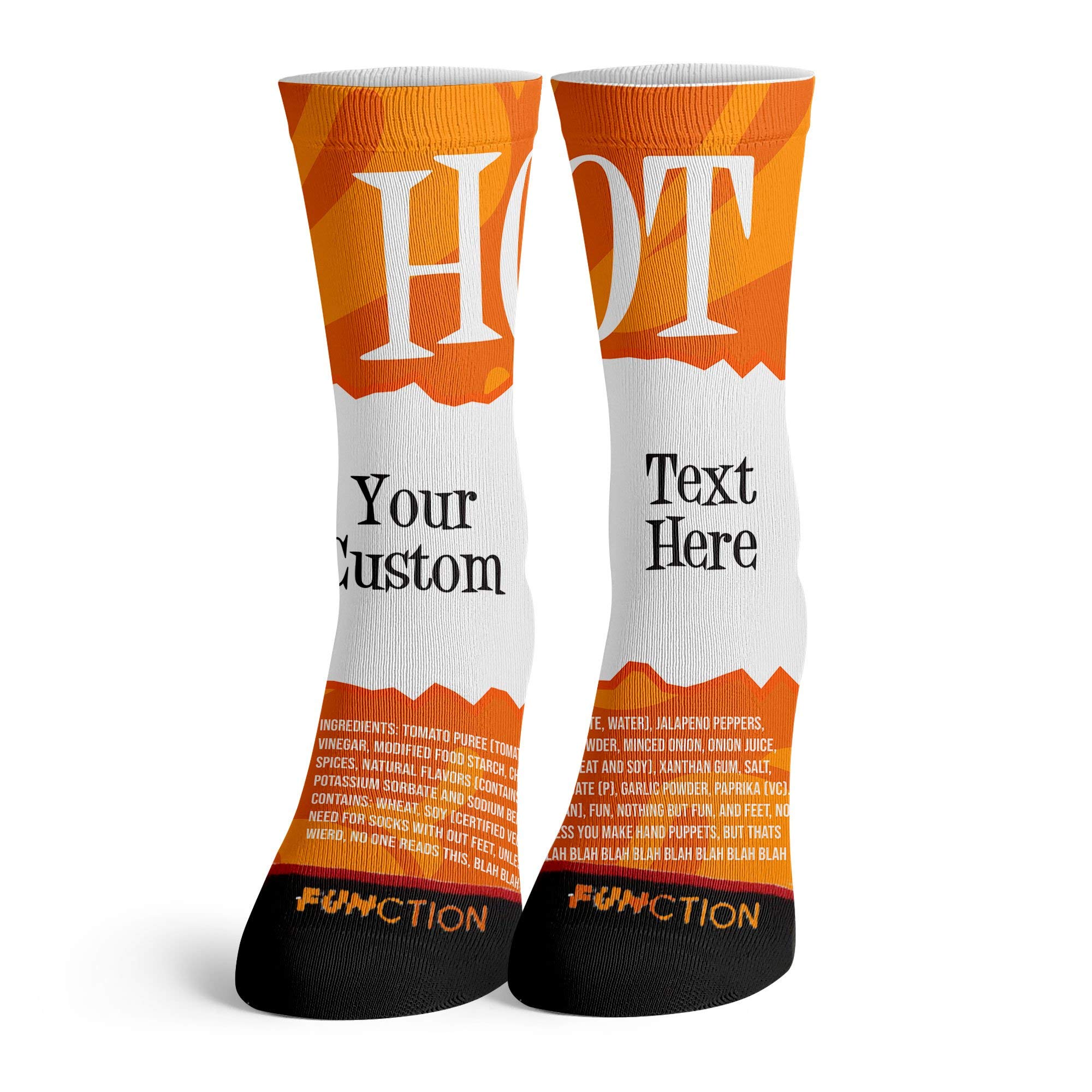 Custom Text Taco Sauce Socks - Spicy Hot Verde & Mild Diablo Crew Socks for Adults - Perfect for Taco Lovers, Mexican Food Enthusiasts & Fun Gift Occasions