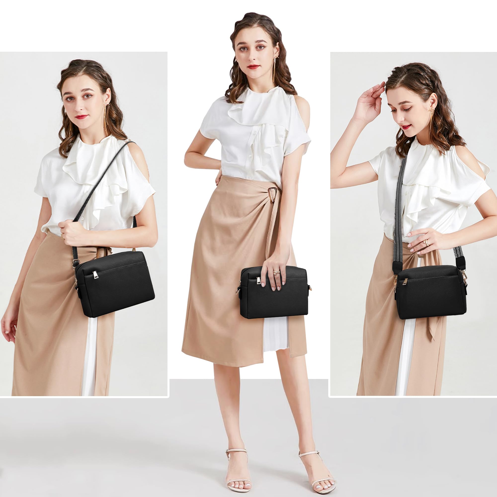 Vegan Leather Crossbody Bags for Women - Small Shoulder Purse with Wallet, Stylish Satchel Handbag for Everyday Use, Work, Travel & Shopping