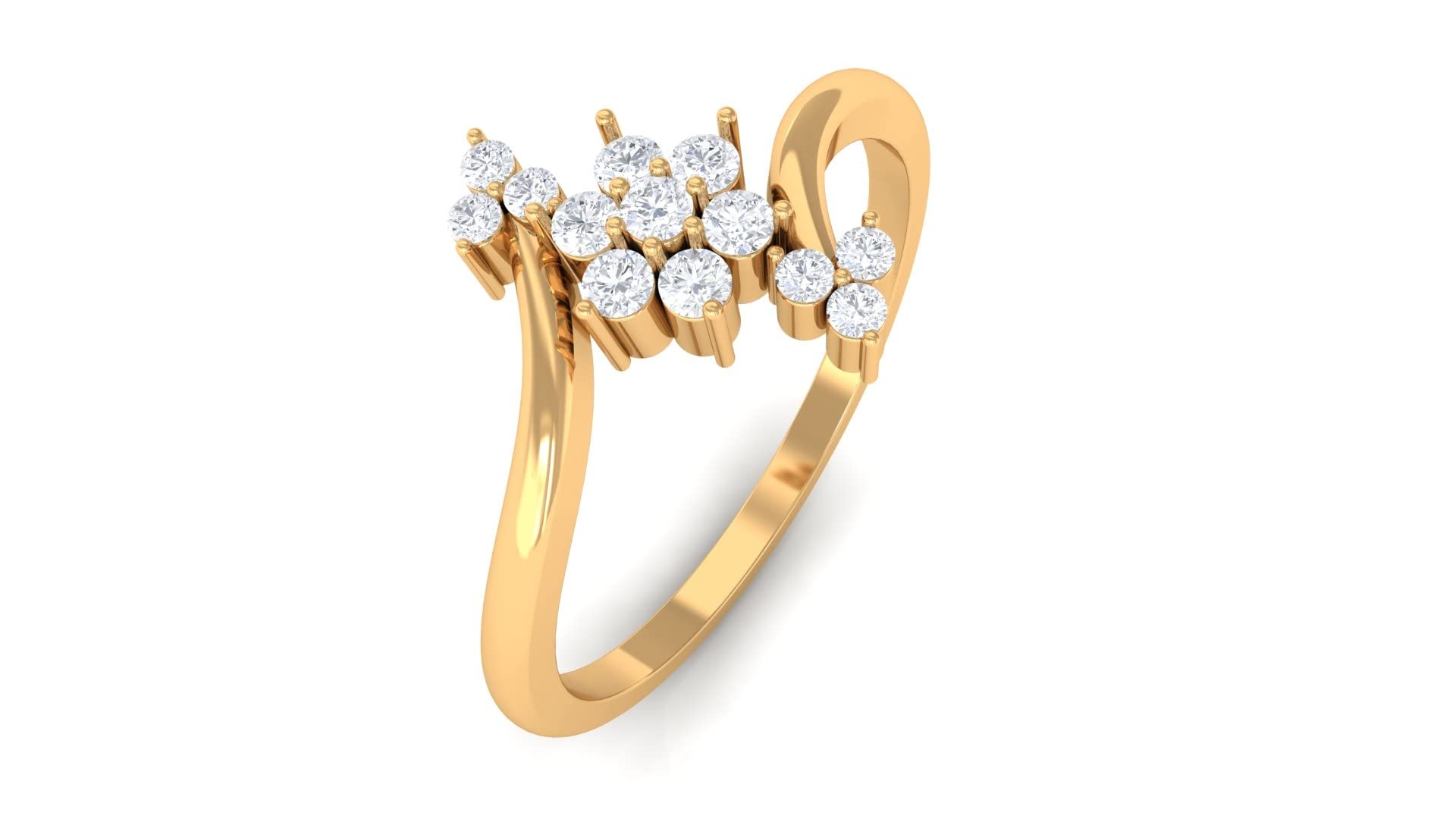 1/4 CT Diamond Flower Ring for Women - Certified 14K Solid Gold Cluster Bypass Ring, April Birthstone Jewelry - Perfect for Anniversaries, Engagements & Special Occasions