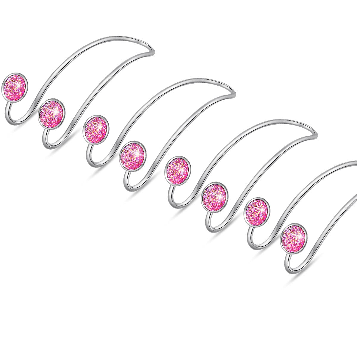 4 Pack Bling Car Hooks for Purses & Bags - Stainless Steel Universal Headrest Hooks for Car Seat Covers (Pink) | Perfect for Organizing Handbags, Groceries & Shopping Bags While Driving