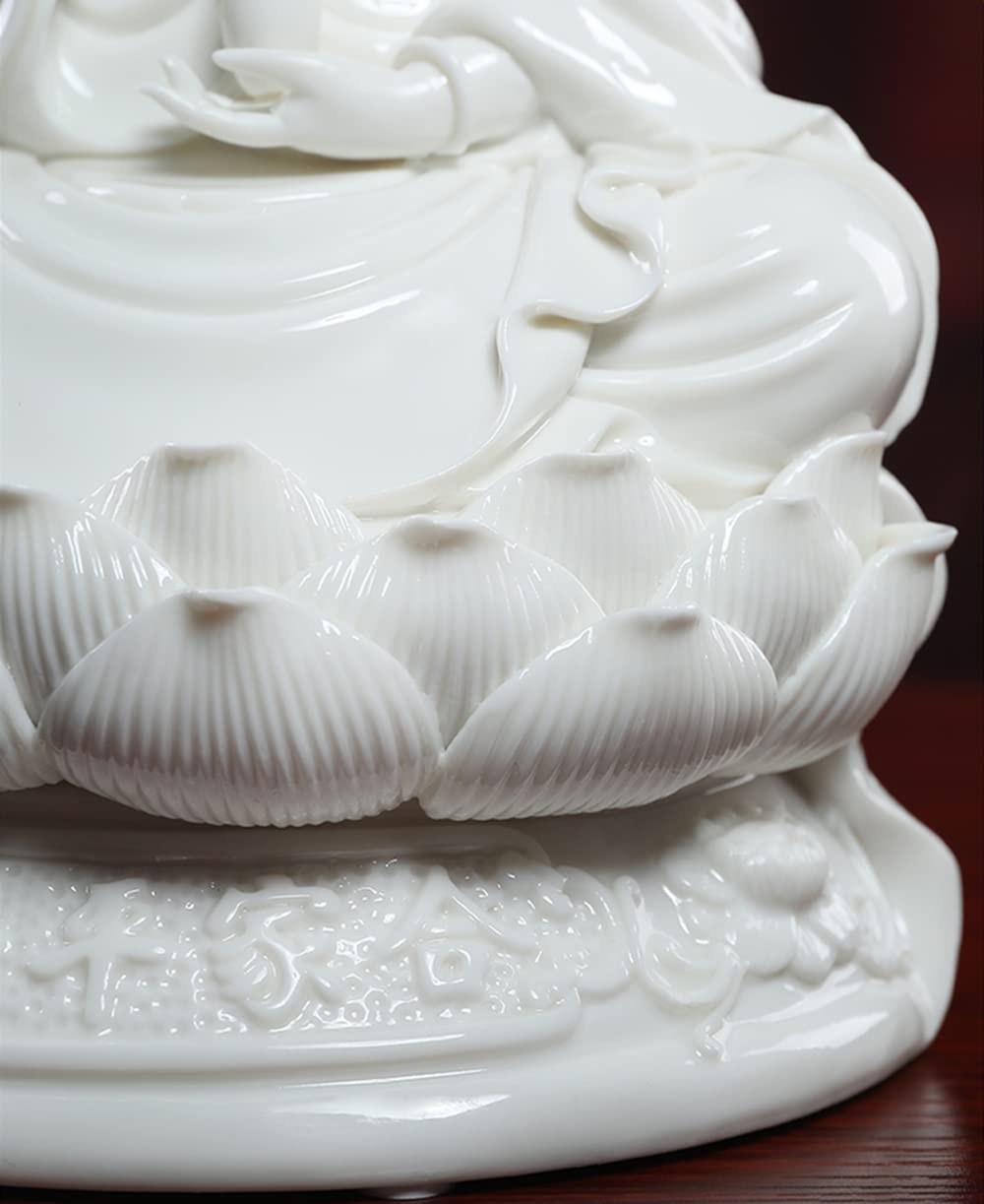 11 Inch White Guan Yin Statue - Buddhist Avalokiteshvara Kuanyin on Lotus - Chinese Feng Shui Decor for Home Altar, Meditation Room & Office (Best Spiritual Gift)