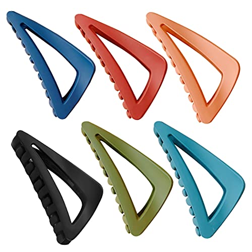 Licogel Matte Hair Claw Clips Set - 4 Pack Triangle Large Hair Clamps for Women, Girls & Adults - Strong Hold for Thick, Curly & Long Hair - Perfect for Spring Hairstyles, Work, Parties & Everyday Use