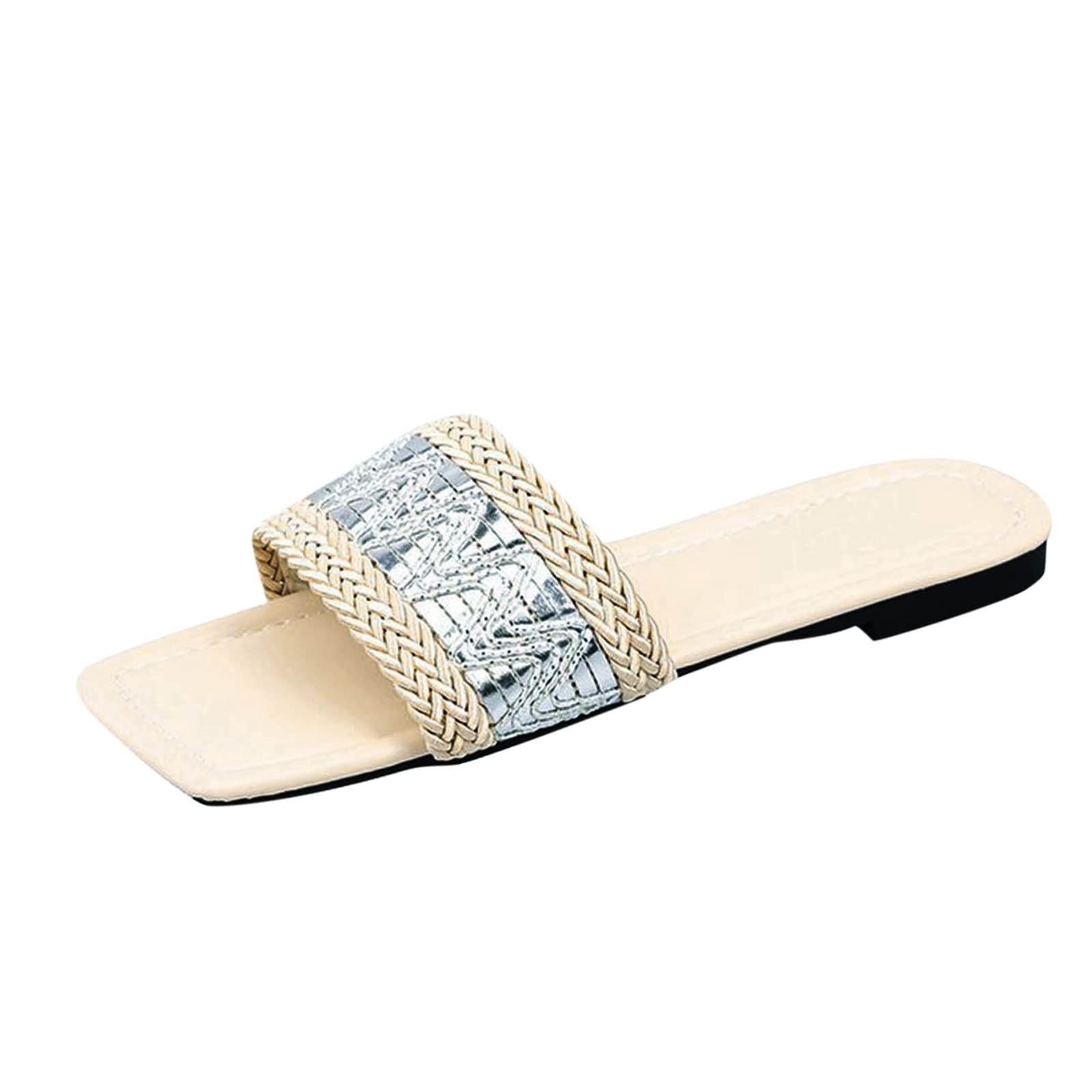 RUIY Women's Memory Foam Summer Slippers - Soft Flat Beach Sandals for Spring & Seaside Wear - Comfortable Large Size House Shoes for Relaxing at Home, Poolside & Vacation