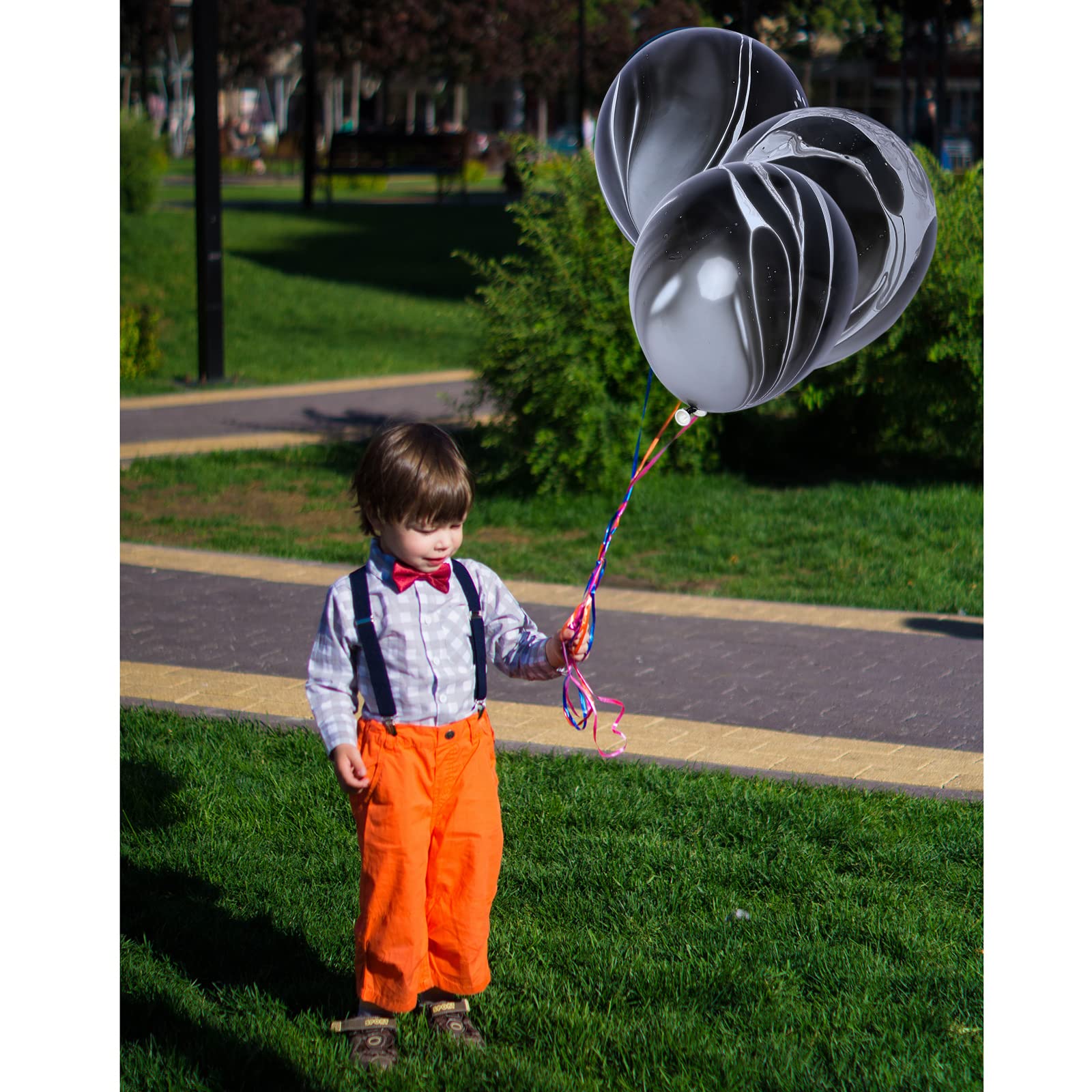 12 Inch Black and White Marble Agate Latex Balloons (50PCS) - Elegant Tie Dye Balloons for Birthday Parties, Christmas Decorations, Weddings, Halloween & Photobooth Backdrops - Perfect for Home Decor, Baby Showers and Special Events
