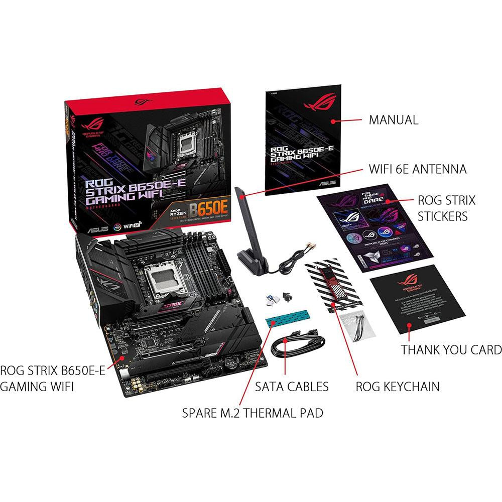 ASUS ROG STRIX B650E-E Gaming WiFi 6 Motherboard - AMD AM5 Socket, DDR5, PCIe 5.0, 2.5G LAN - Perfect for High-Performance Gaming PCs and Streaming Setups