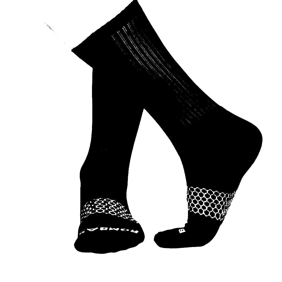 Bombas Calf Crew Socks for Men - 5 Pack Black X-Large (Size 12-15) - Ultra Soft, Cushioned & Arch Support - Perfect for Running, Hiking & Everyday Comfort