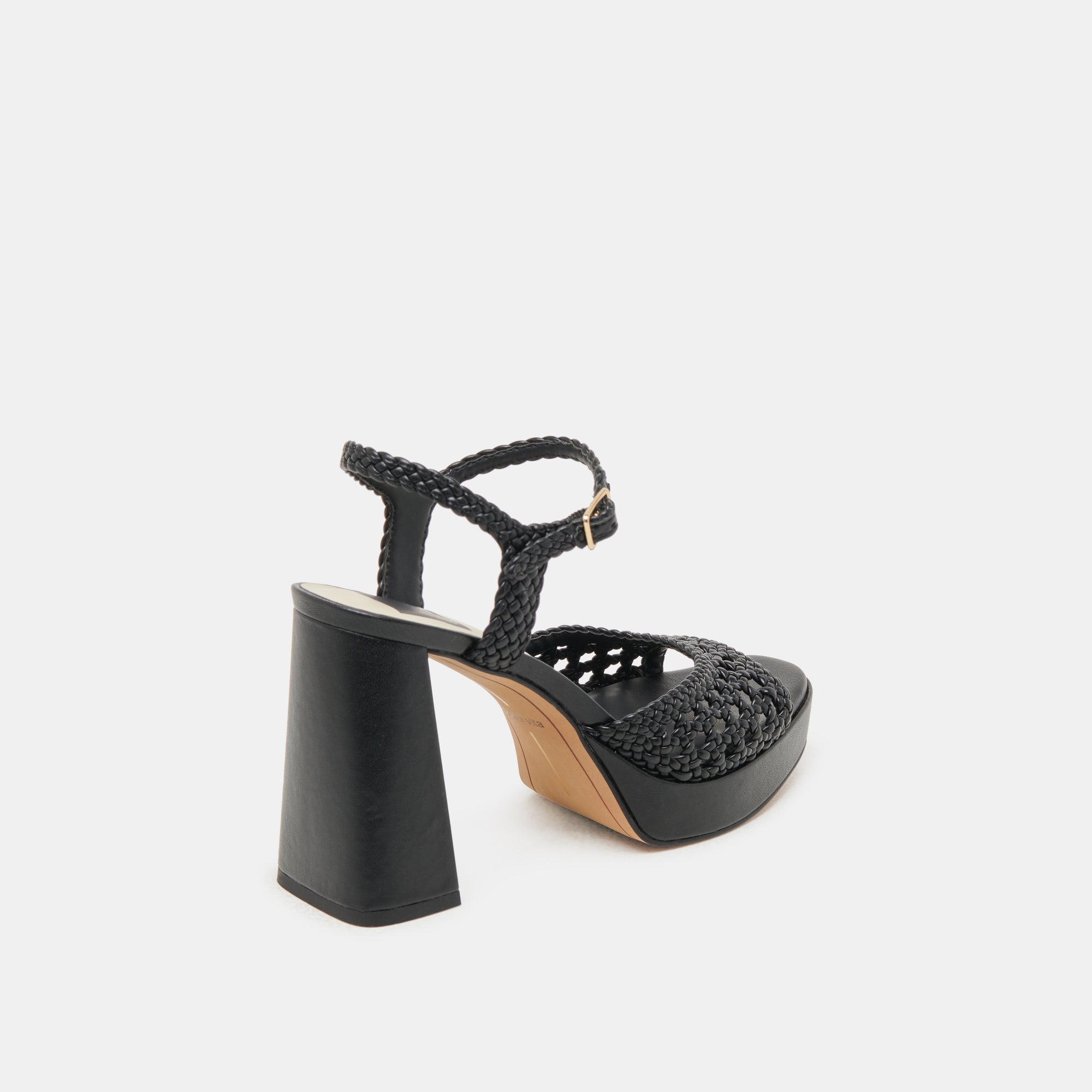 Peyten Black Woven Stella Heels - Women's Fashion High Heel Shoes for Party, Wedding & Evening Events