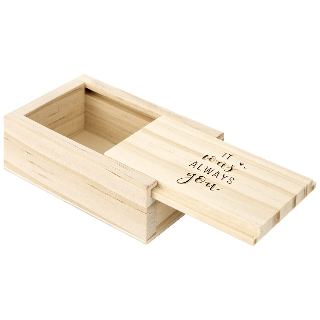 Koyal Wholesale 'It Was Always You' Engraved Wooden Ring Box with Lid - Rustic Wedding Proposal Ring Bearer Box, Keepsake Jewelry Gift for Engagement, Anniversary & Special Occasions | Perfect for Romantic Proposals, Wedding Ceremonies & Jewelry Storage