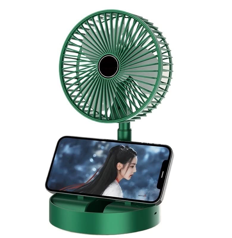 2 in 1 Foldable Telescopic Fan - 3 Speed Portable USB Rechargeable Mini Fan with Low Noise for Outdoor, Travel, Camping & Office (Battery Not Included) | Compact Cooling Solution for Home, Desk & Car