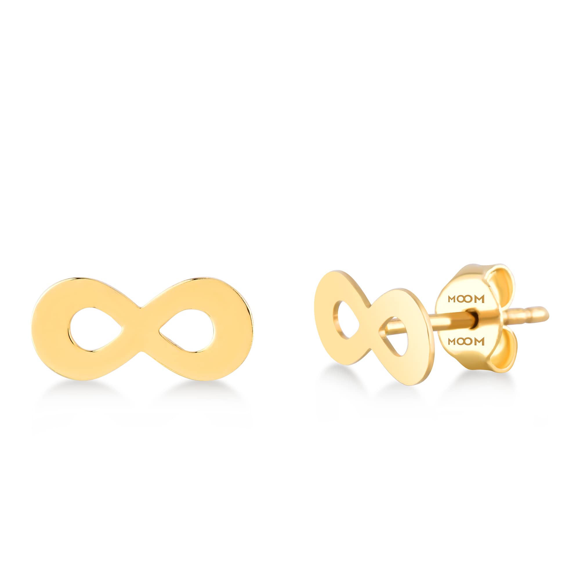 14K Solid Gold Stud Earrings for Women - Infinity, Crescent, Oval, Long Bar, Round & Triangle Shapes | Real 14K Gold Jewelry | Perfect Gift for Her | Ideal for Everyday Wear, Parties & Special Occasions