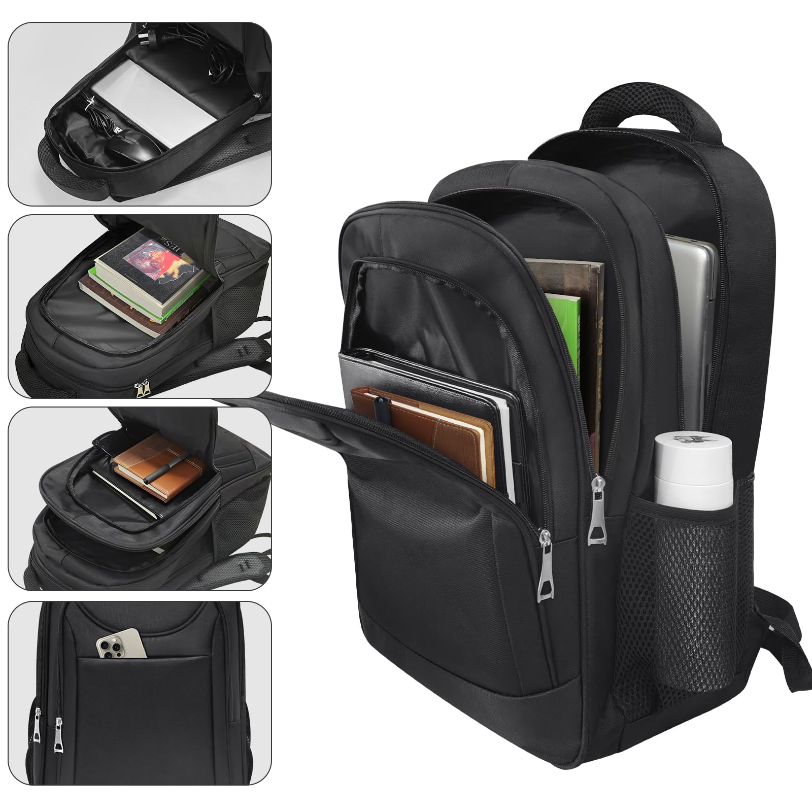 15.6 Inch Anti-Theft Laptop Backpack for Men & Women - Durable School, Travel & Business Computer Bag with USB Charging Port - Perfect for College Students, Office Commuters & Digital Nomads (Black)