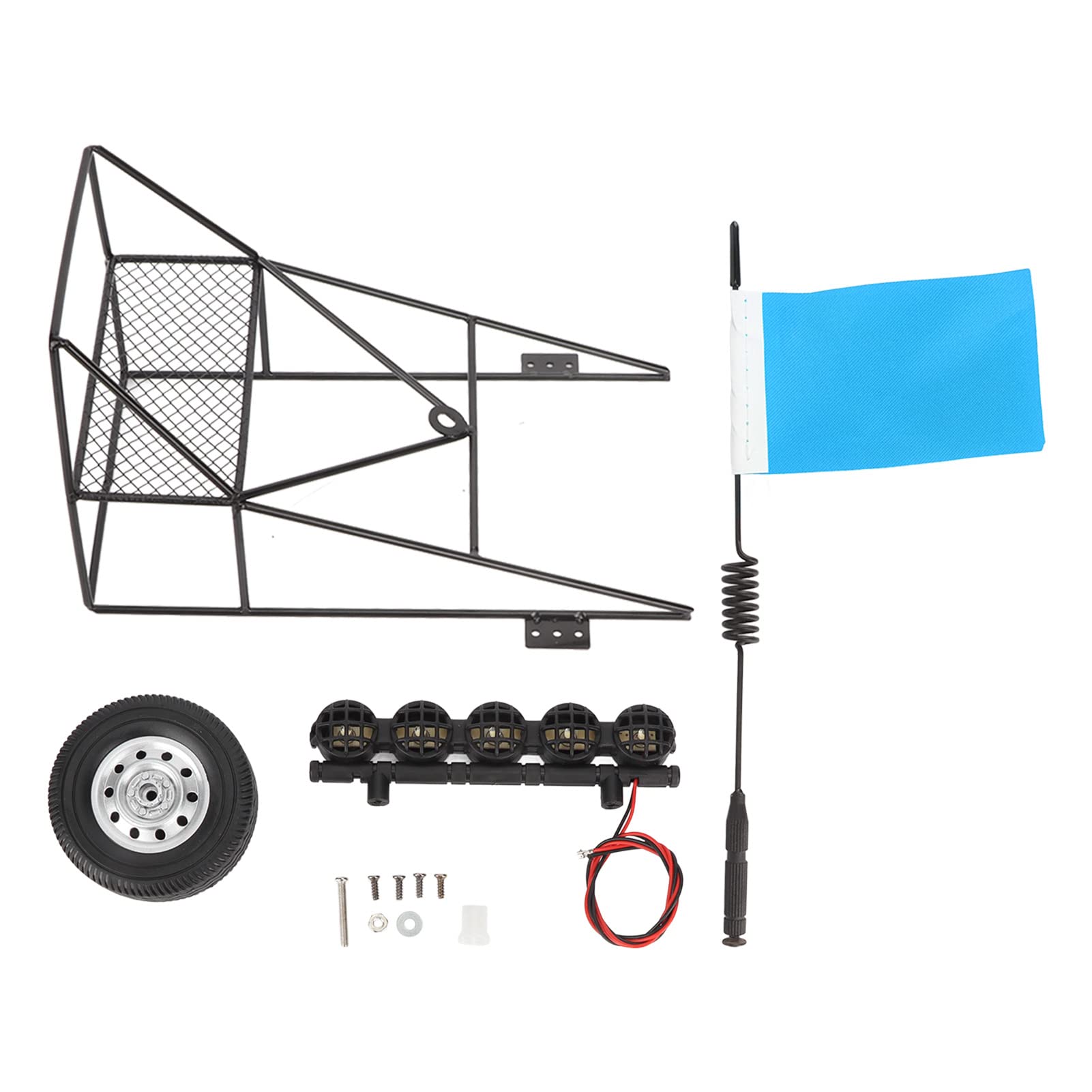1/10 Scale RC Rear Bucket with Iron Bracket, Tire Roof & LED Light - Compatible with WPL D12 1/10 RC Truck (Blue) | Perfect for Off-Road Crawler Racing & RC Model Car Upgrades