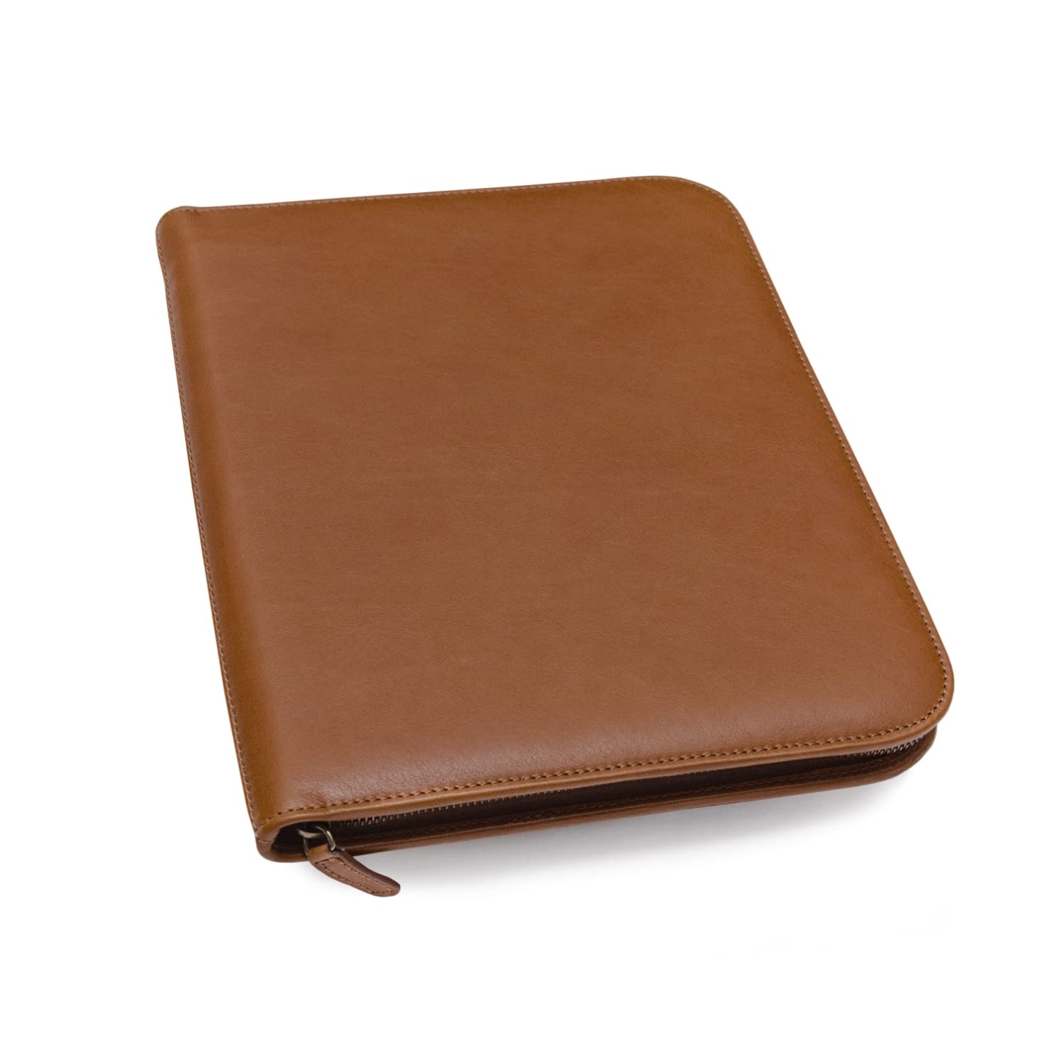 Premium Italian Leather Portfolio Padfolio for Men & Women - Zippered Executive Folio with Document Organizer, Laptop Sleeve & iPad Case - Honey Brown Genuine Leather - Perfect for Business Meetings, Office Work & Travel Accessories