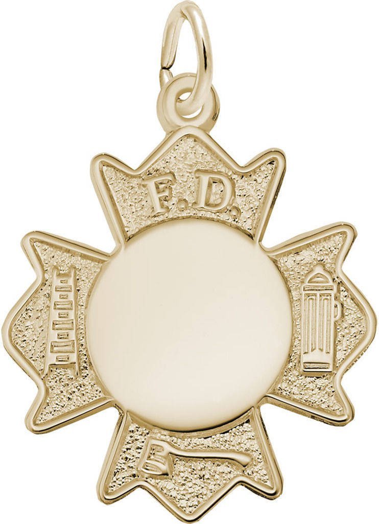 Rembrandt Fire Department Badge Charm - Genuine Metal First Responder Jewelry for Firefighters, EMTs & Paramedics - Perfect for Gifts, Appreciation & Everyday Wear