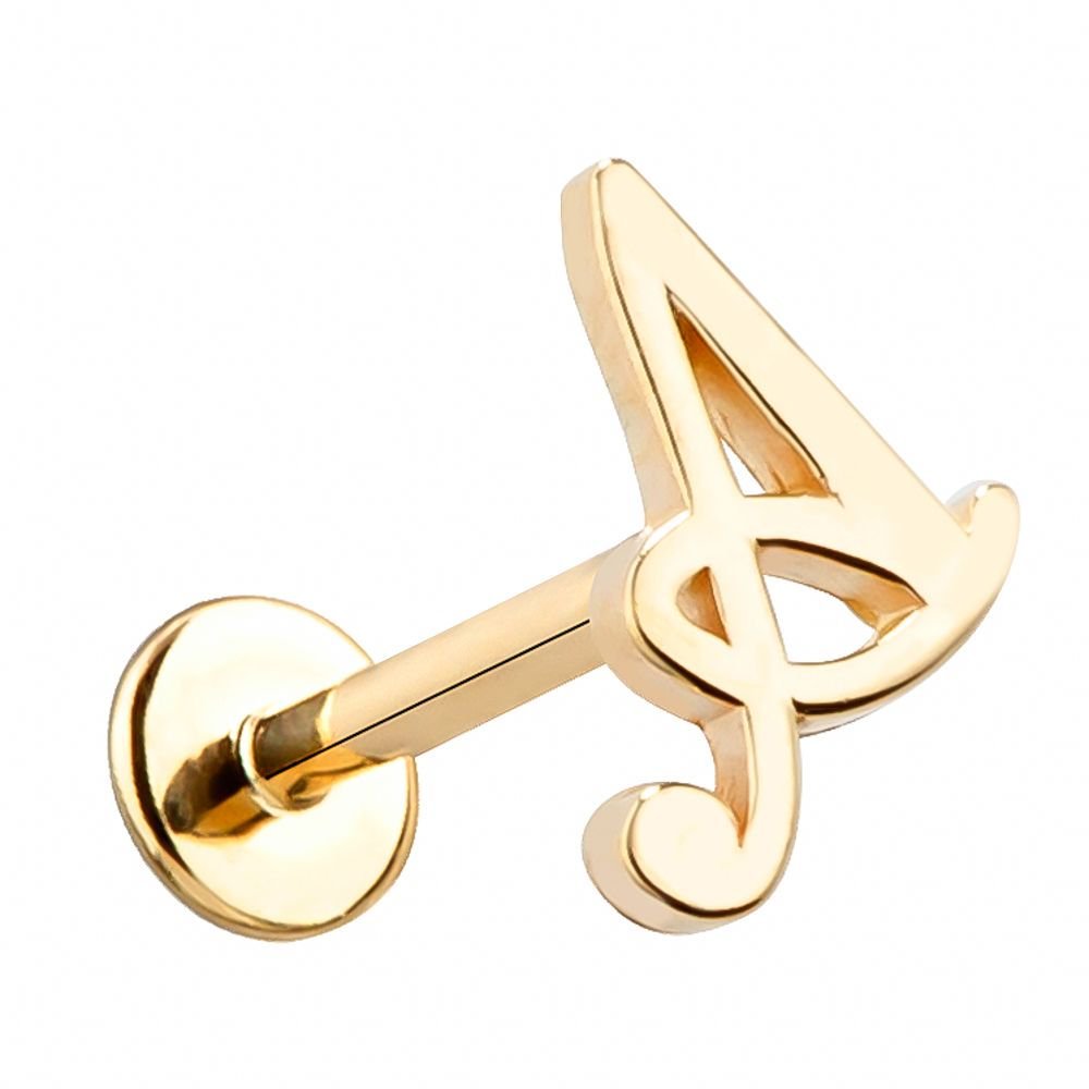 14K Gold Initial Monogram Letter Flat Back Helix Cartilage Stud Earring - Dainty Tragus Hoop for Women, Perfect for Everyday Wear & Special Occasions