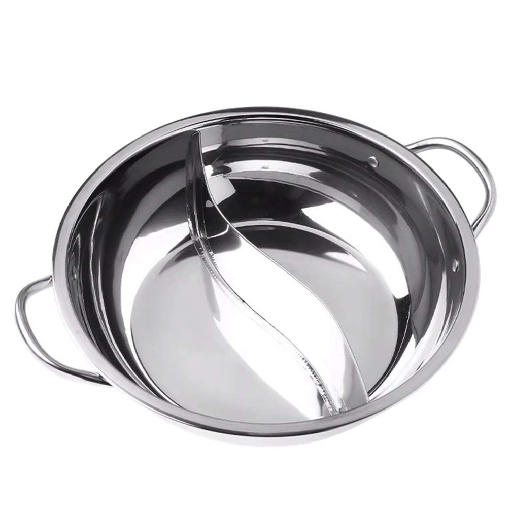 Premium Hemoton Dual Hot Pot - 1pc Stainless Steel Shabu Pot with Divider for Two Flavors - Induction & Gas Stove Compatible Cookware - Perfect for Family Dinners, Hot Pot Parties & Asian Cuisine Cooking