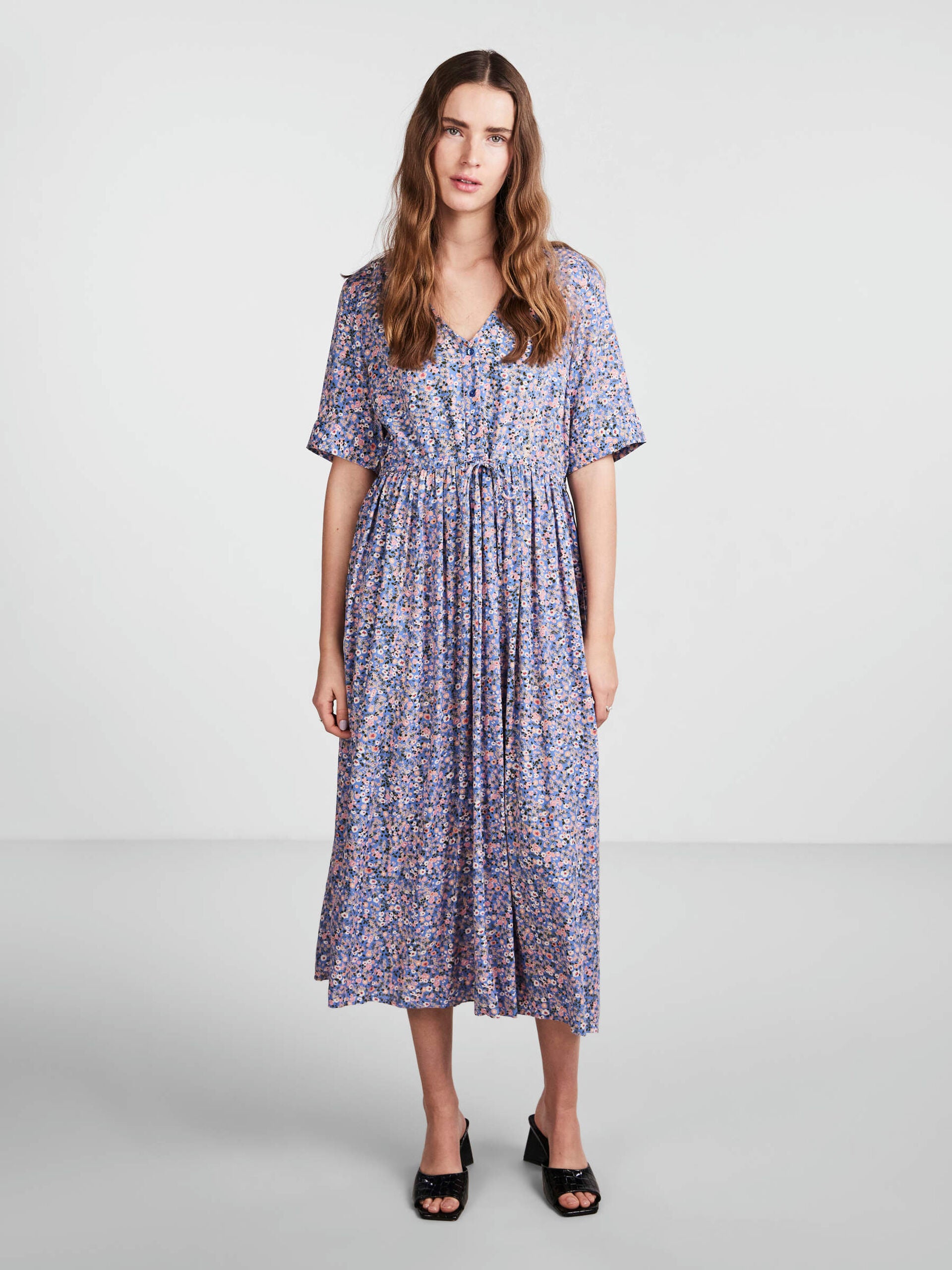 Niya Midi Dress for Women - Flowy A-Line Summer Dress in Marina Blue | Casual & Party Wear | Perfect for Beach, Wedding & Date Night