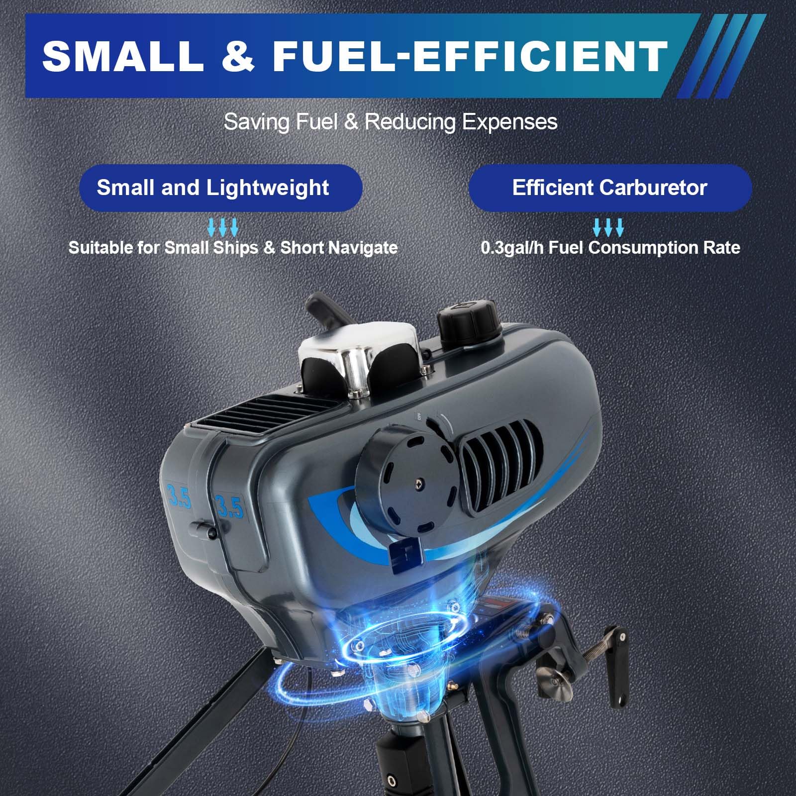 **2 Stroke 3.5HP Heavy Duty Outboard Boat Motor with CDI Ignition System – 2500W Marine Engine (4000-5000 RPM) for Inflatable Boats, Fishing Boats & Yachts – Perfect for Fishing, Trolling & Recreational Boating**