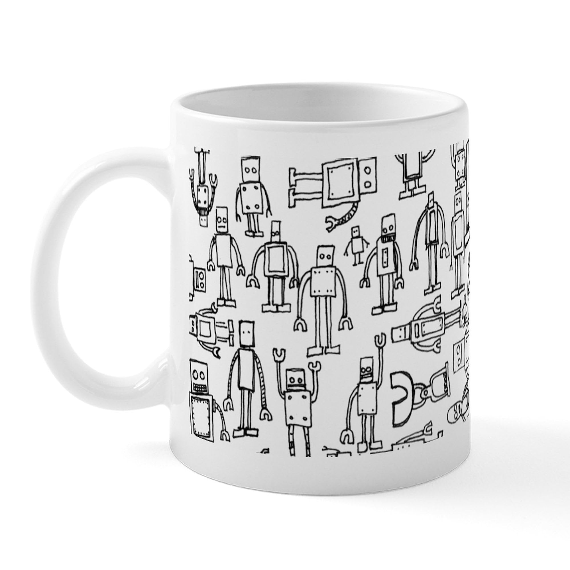 Robots Ceramic Coffee Mug 11 oz (325 ml) - Unique Gift for Tech Lovers, Office Use & Home Coffee Breaks