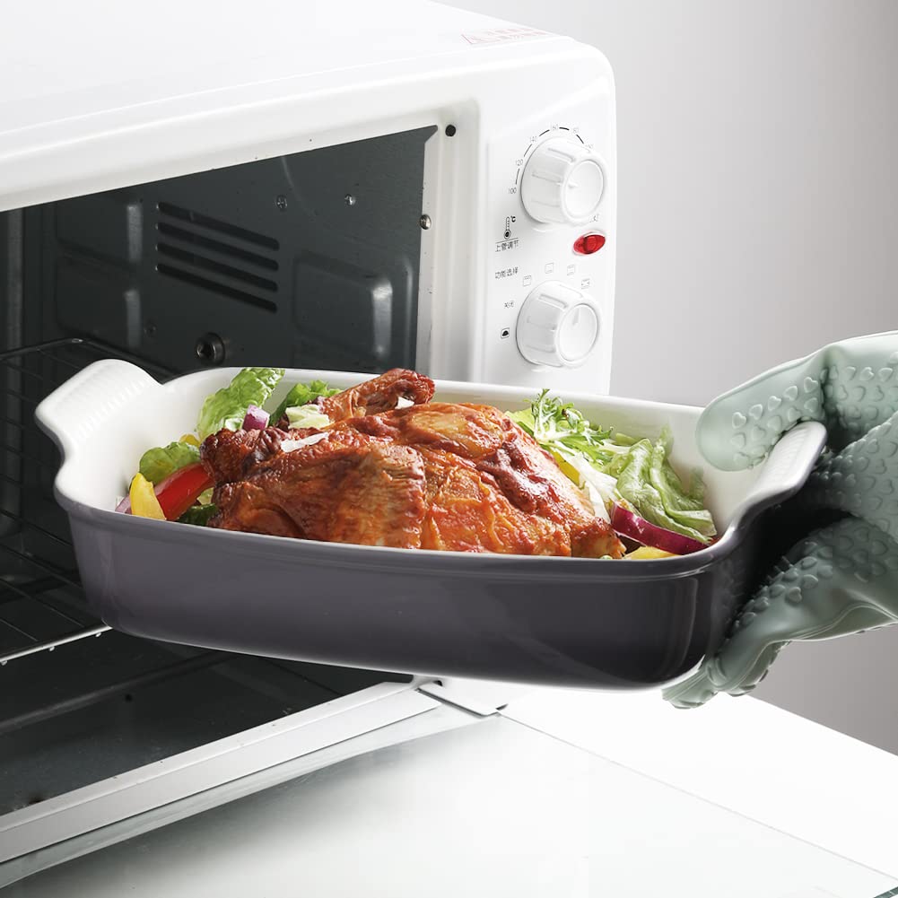 Sweejar 3-Piece Ceramic Bakeware Set - 9x13 Inch Rectangular Baking Dish with Handles, Deep Lasagna Pan, Oven Safe Casserole Dishes - Durable Kitchen Bakeware for Cooking, Baking & Serving - Perfect for Home Kitchens, Banquets & Wedding Gifts (Gradient Purple)