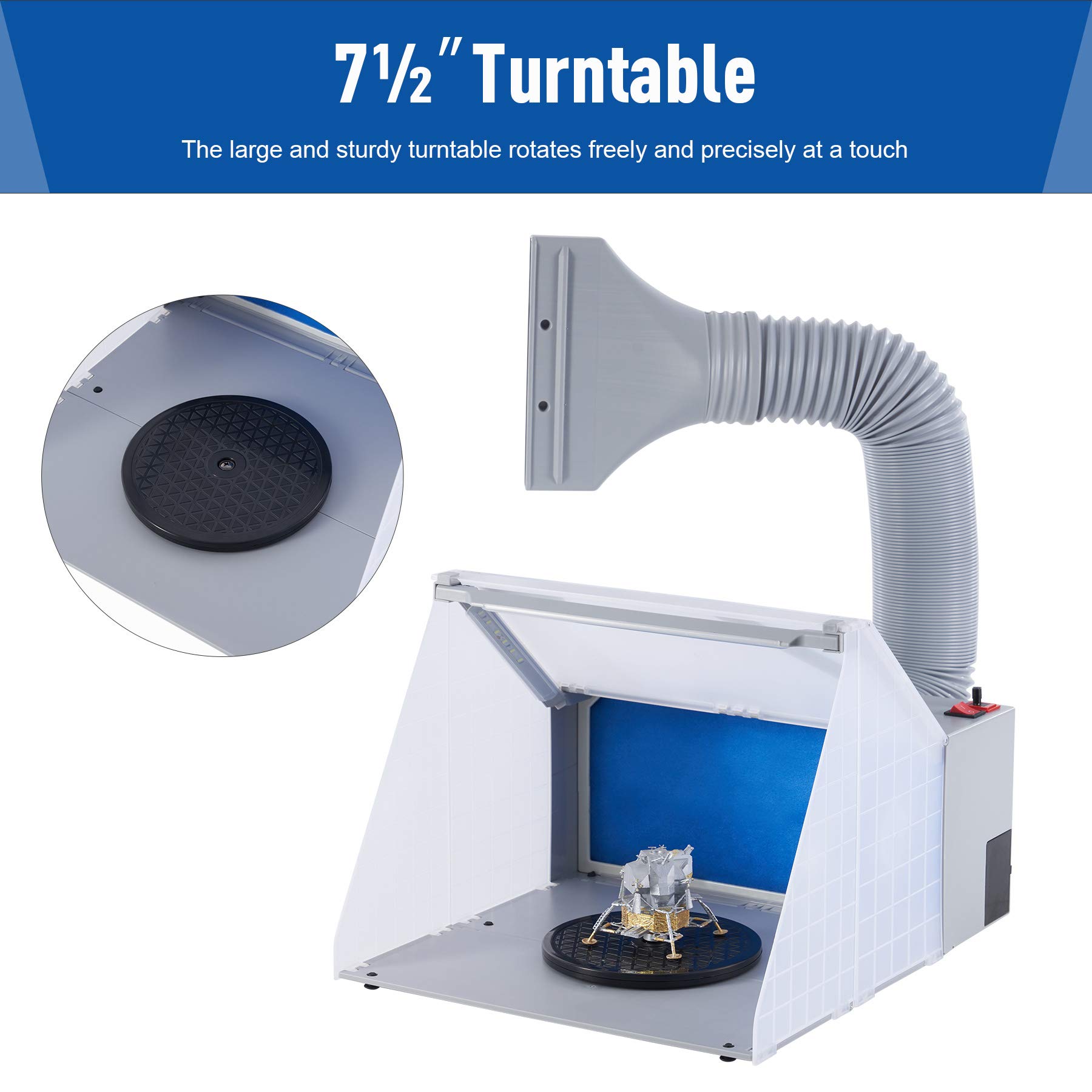 CO-Z Portable Airbrush Spray Booth Kit with 3 LED Lights, 141 CFM Exhaust Fan & Turntable - Professional Painting Station for Model Crafts, Miniatures & DIY Art Projects - Perfect for Hobbyists & Artists in Home Studios