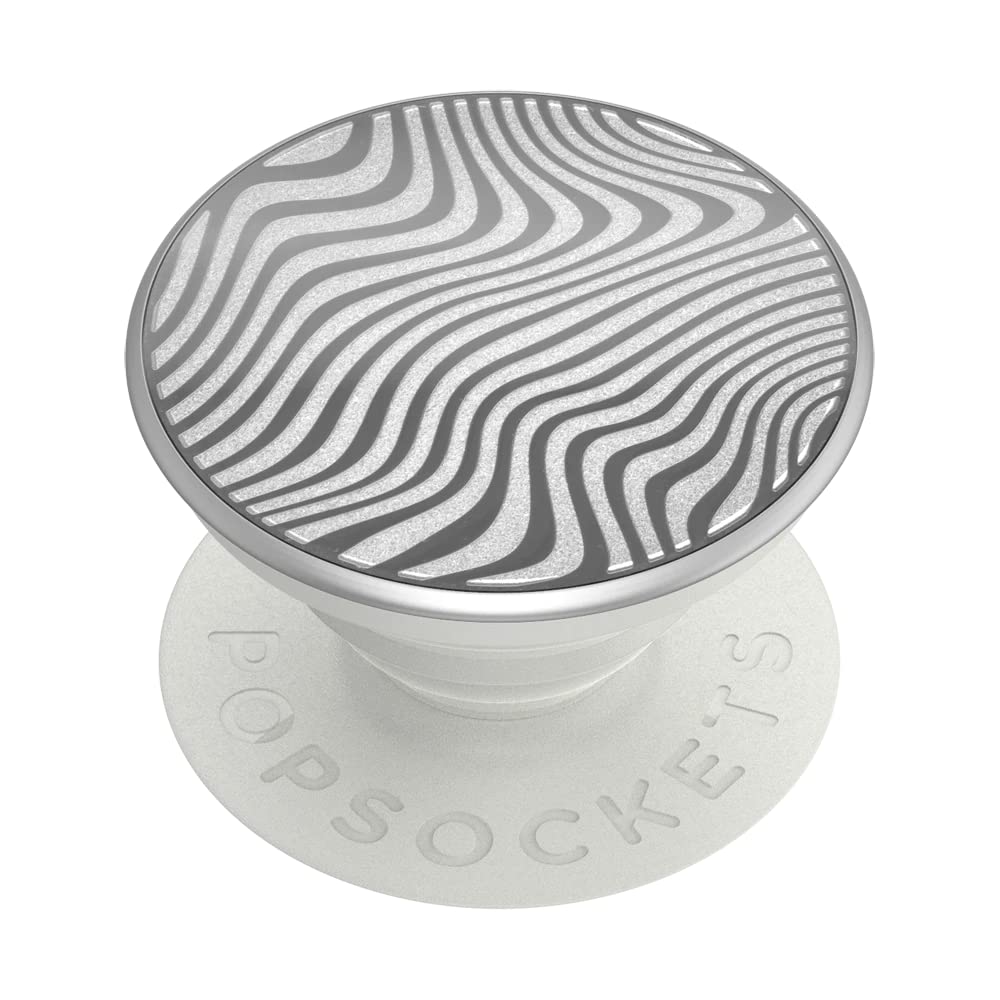 PopSockets 手机支架 - 可扩展支架与可更换激光切割金属地形波顶盖，适用于办公、旅行和日常使用
