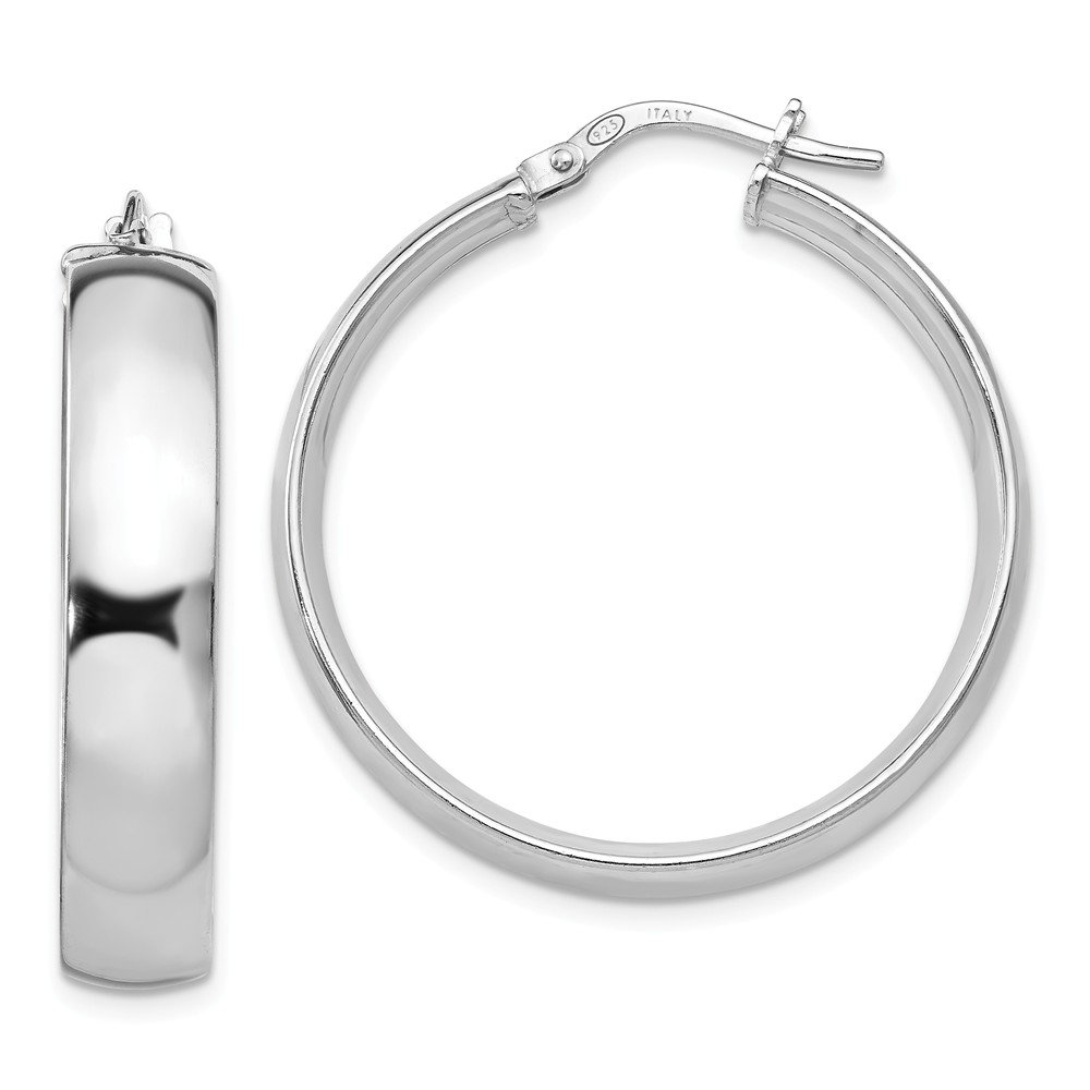 Leslie's Sterling Silver Polished Hinged Hoop Earrings for Women | Classic Dangle Earrings for Everyday Wear & Special Occasions | Perfect Gift for Birthday, Anniversary & Valentine's Day