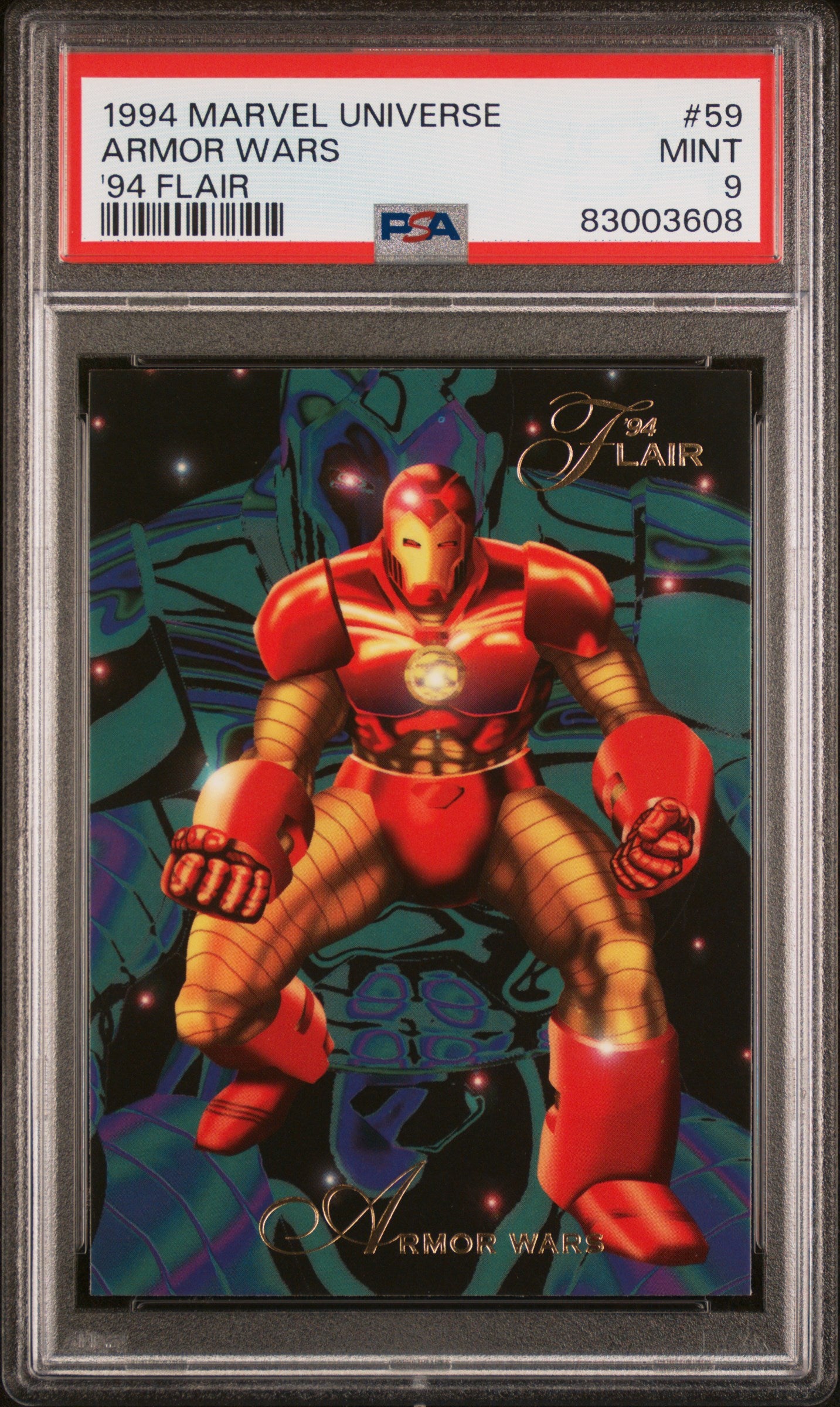 1994 Marvel Universe '94 Flair Armor Wars #59 PSA 9 Mint Condition - Rare Collectible Trading Card for Marvel Fans & Comic Book Collectors - Perfect for Display, Investment & Nostalgic Gift Giving