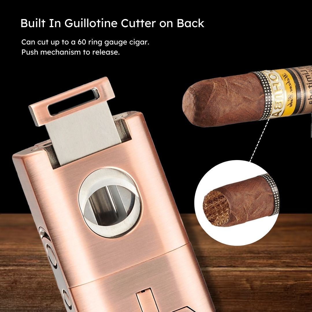 Visol Joplin Quad Torch Flame Lighter - Windproof Butane Lighter for Cigars, Candles & Outdoor Use (Bronze Finish) - Perfect for Camping, BBQ & Survival Kits