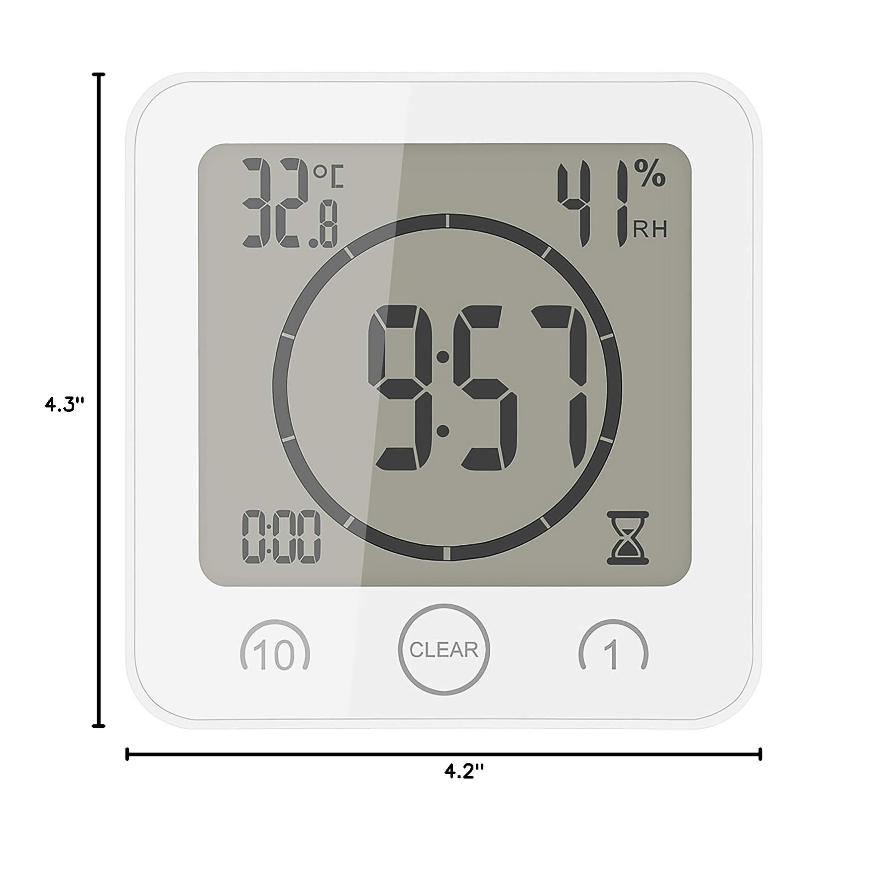 Blingbin Digital Alarm Clock with Temperature & Humidity Sensor, Waterproof, Timer - Perfect for Bathroom, Kitchen, Bedroom, Office