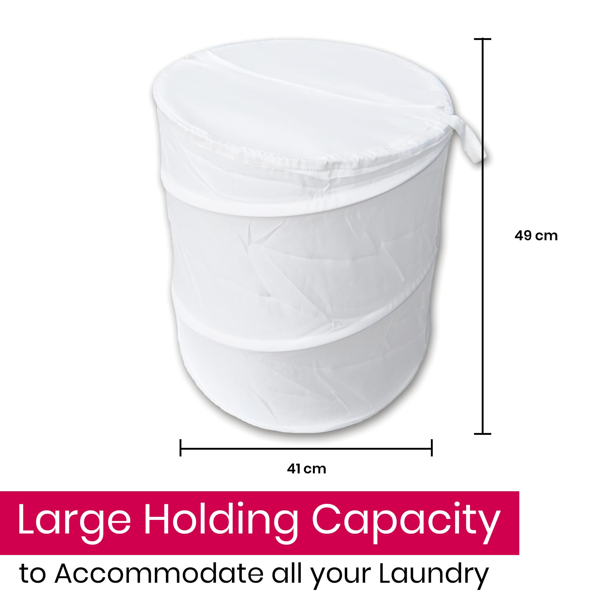 White Polyester Pop Up Laundry Basket - 19.3