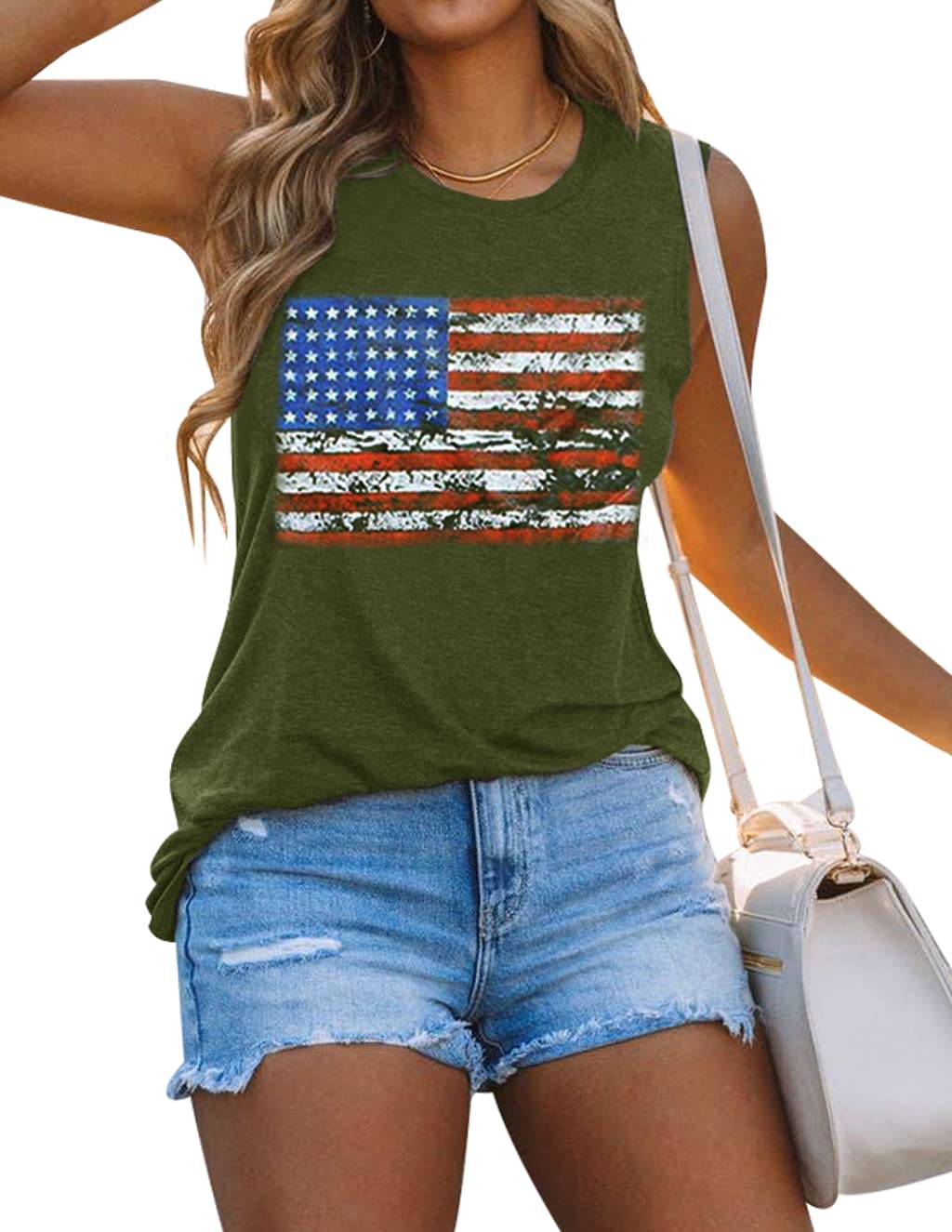 Women's American Flag Tank Top - Patriotic Sleeveless Graphic Tee for 4th of July, Summer Casual Wear | Perfect for BBQ Parties, Beach Outings & Independence Day Celebrations