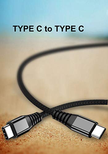 USB C to USB C Cable 3A 60W Fast Charging, Durable Braided Type-C to Type-C Charger Cord Compatible with Samsung Galaxy Note 10, Google Pixel 3/2 XL, S20/S10/S9/S8 Plus, Nexus 6P - Perfect for Home, Office & Travel Charging (Black, 1 Foot)