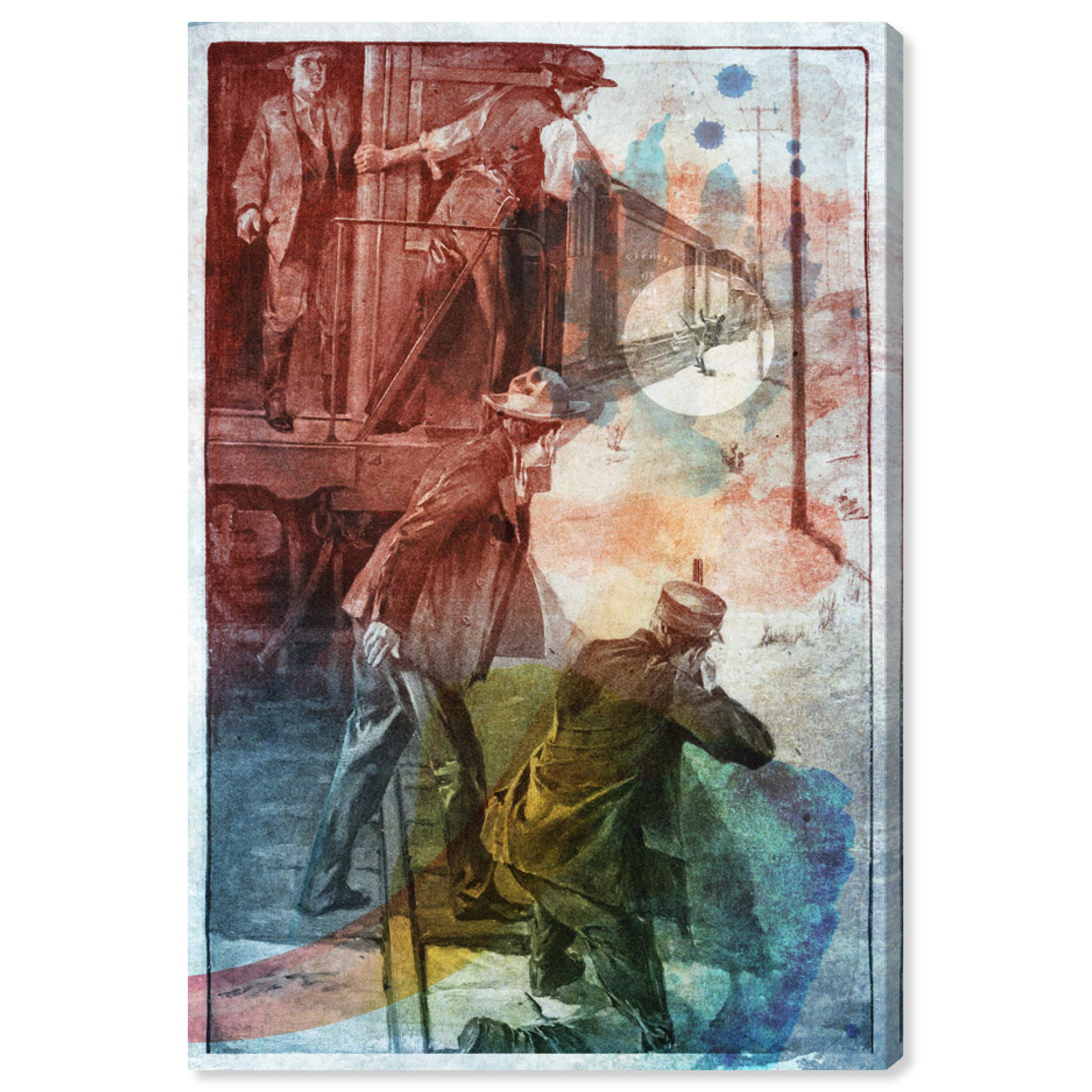 Oliver Gal Artist Co. 'A Lone Train Robber' Western Movie Wall Art Canvas Print - 30x45 Inch Red & Blue Home Decor for Living Room, Bedroom or Office