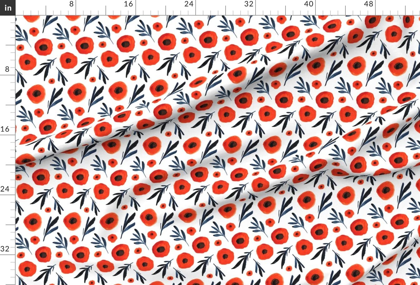 Poppy Scandinavian Modern Print Red Poppies Watercolor Minky Fabric by The Yard - Soft Floral Printed Fabric for Sewing Baby Blankets, Quilt Backing & Plush Toys - Perfect for Nursery Decor, DIY Crafts & Home Decor Projects