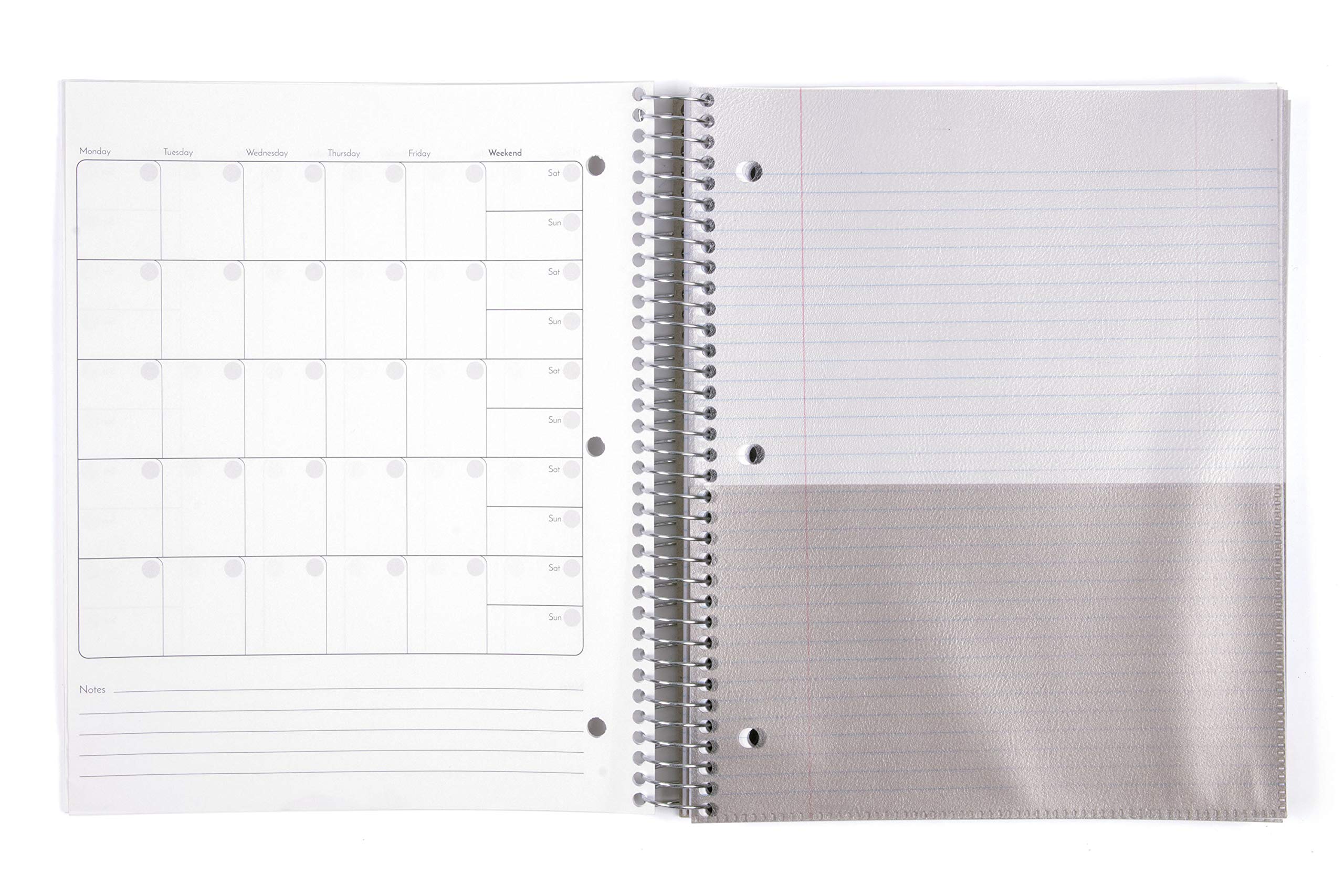 Mintra 5 Subject Spiral Notebook - College Ruled, 200 Sheets, Poly Pockets, Moisture Resistant Cover - Blue (1 Pack) for School, Office & Business Use | Durable Professional Notebook for Note Taking, Journaling & Project Planning