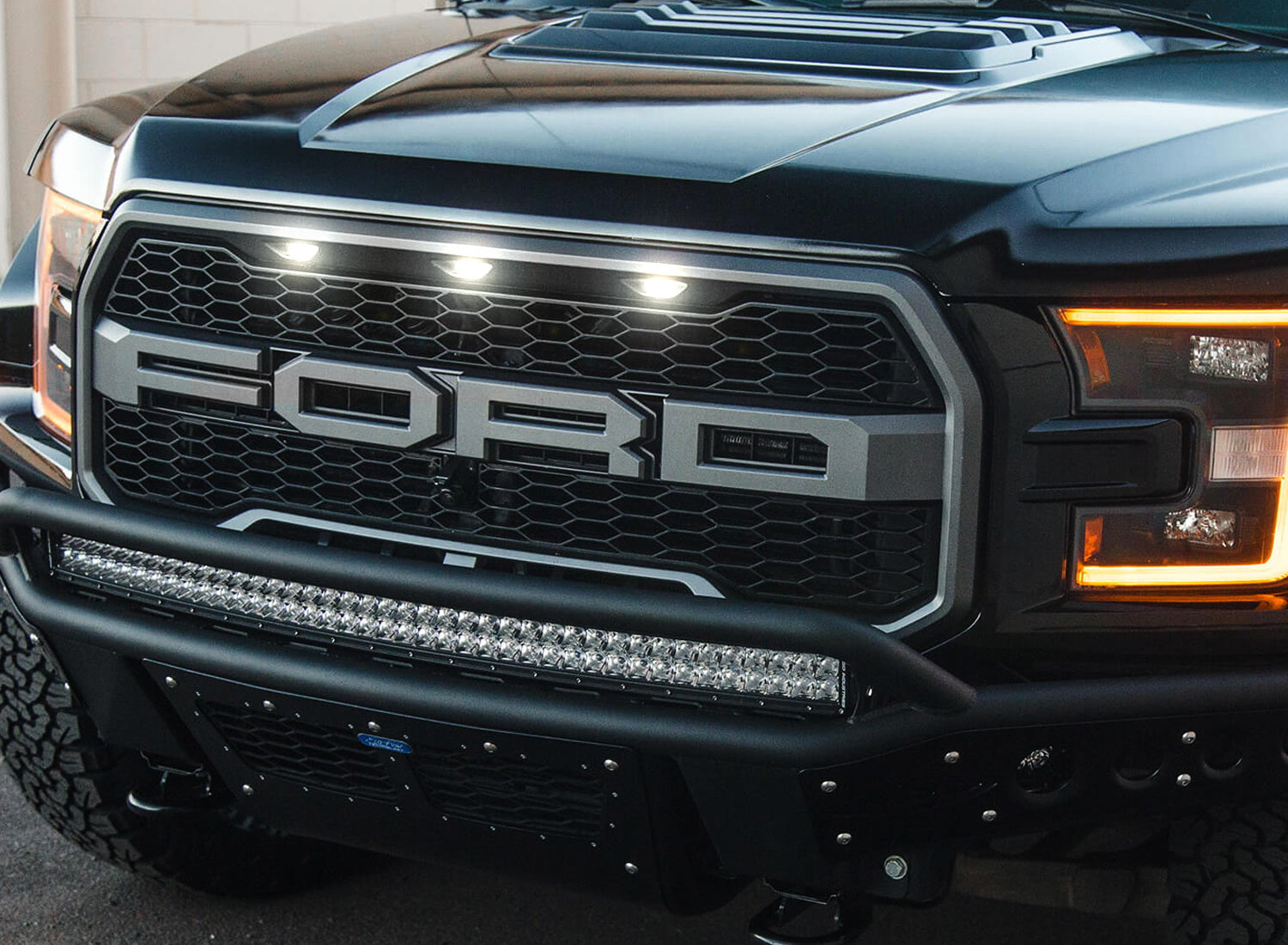 3pcs Smoked 12 SMD Xenon White LED Front Grille Running Lights for Ford Raptor - Durable Off-Road Lighting for Trucks & SUVs, Perfect for Night Driving & Adventure