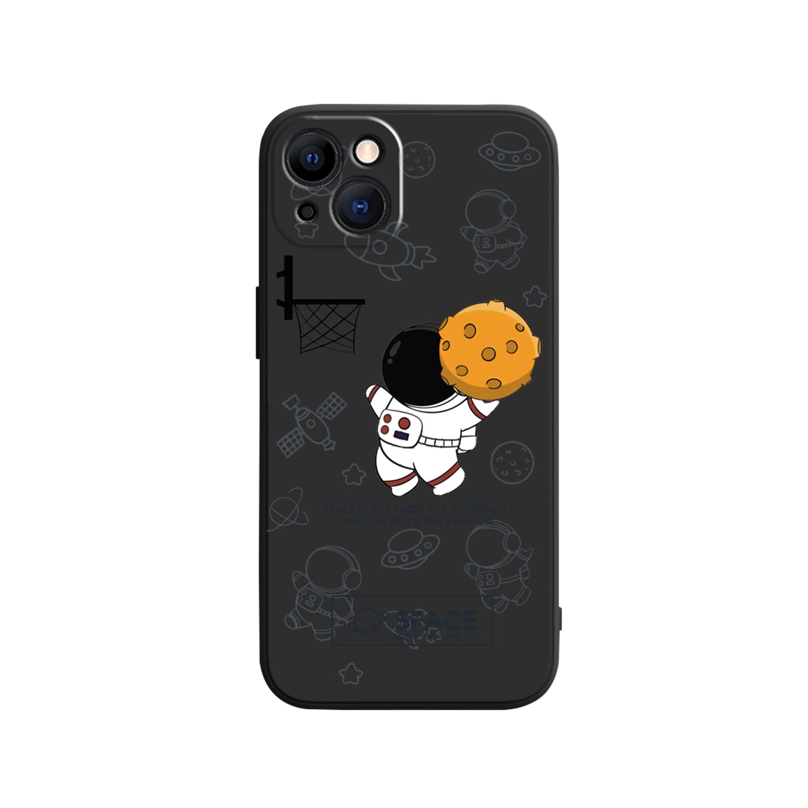 Yonds Queen Cute Cartoon Astronaut Space Planet Moon iPhone 12 Pro Max Case - Stylish TPU Rubber Protective Cover, Anti-Slip Shockproof Bumper (Black Basket) - Perfect for Daily Use, Travel & Gift Giving