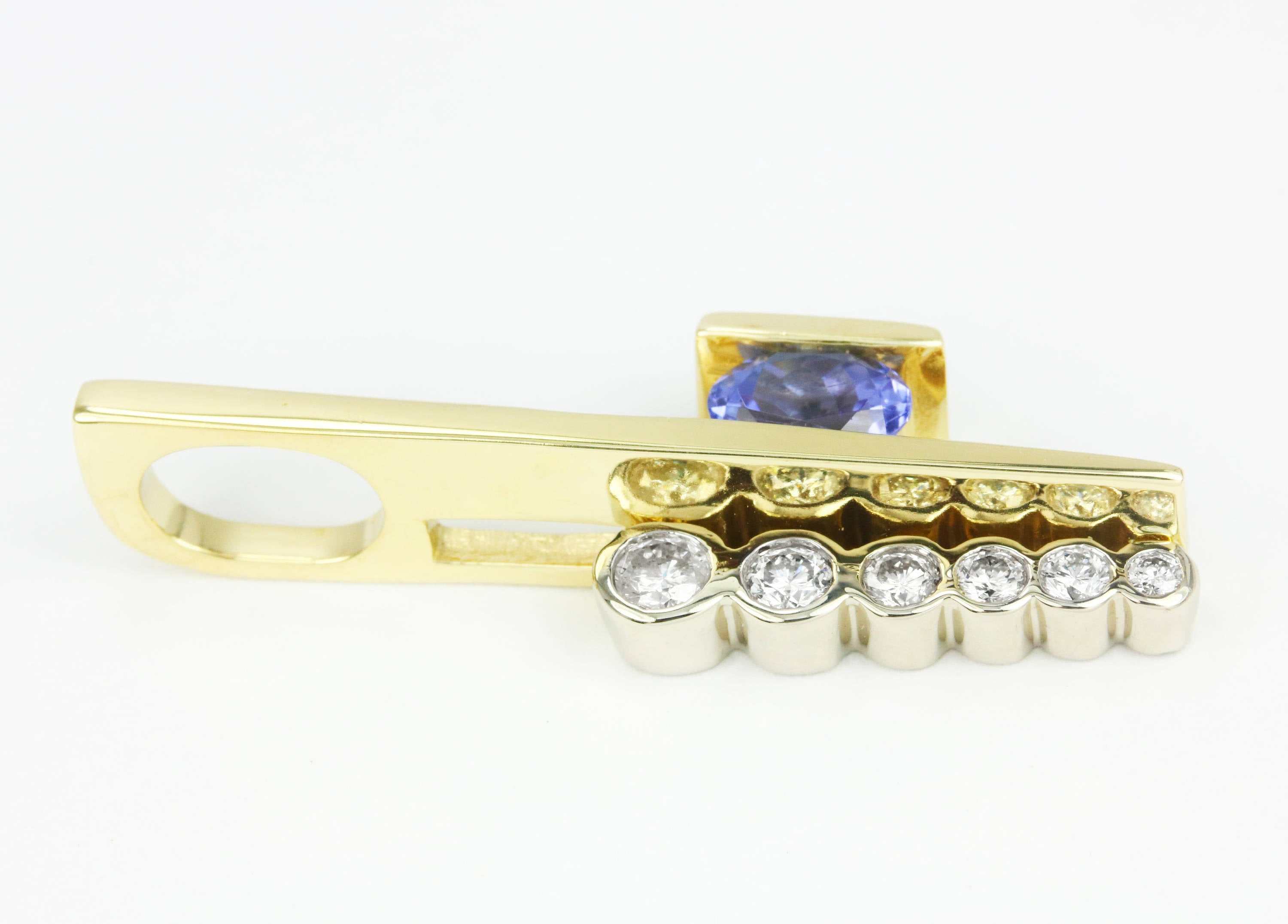 1.50tcw Tanzanite & Diamond 14K Gold Bar Pendant Necklace for Women - Elegant Jewelry Gift for Birthday, Anniversary & Special Occasions