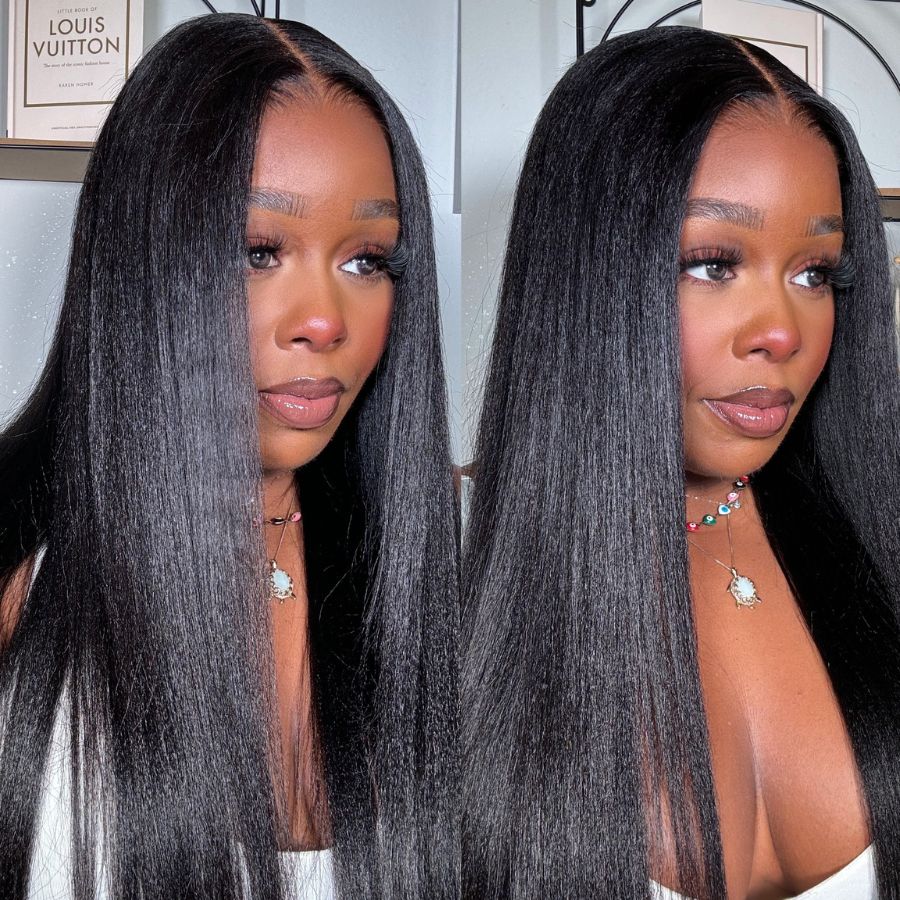 WOWANGEL Coarse Yaki Straight 13x6 HD Lace Front Wig - Natural Hairline & Skin-like Scalp | Perfect for Daily Wear, Cosplay & Special Occasions