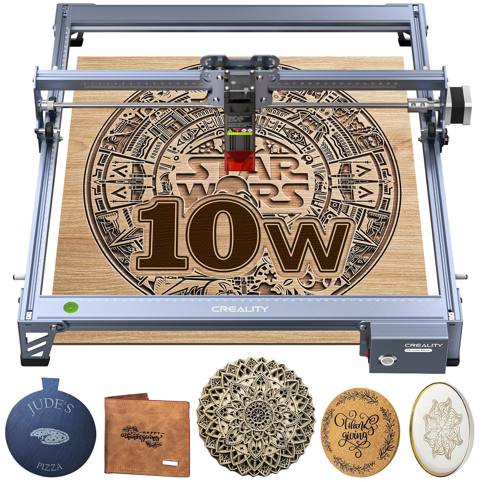 Creality 10W Laser Engraver & Cutter Machine - 72W DIY High Precision (0.06mm) for Wood, Metal, Acrylic, Glass, Leather - 17