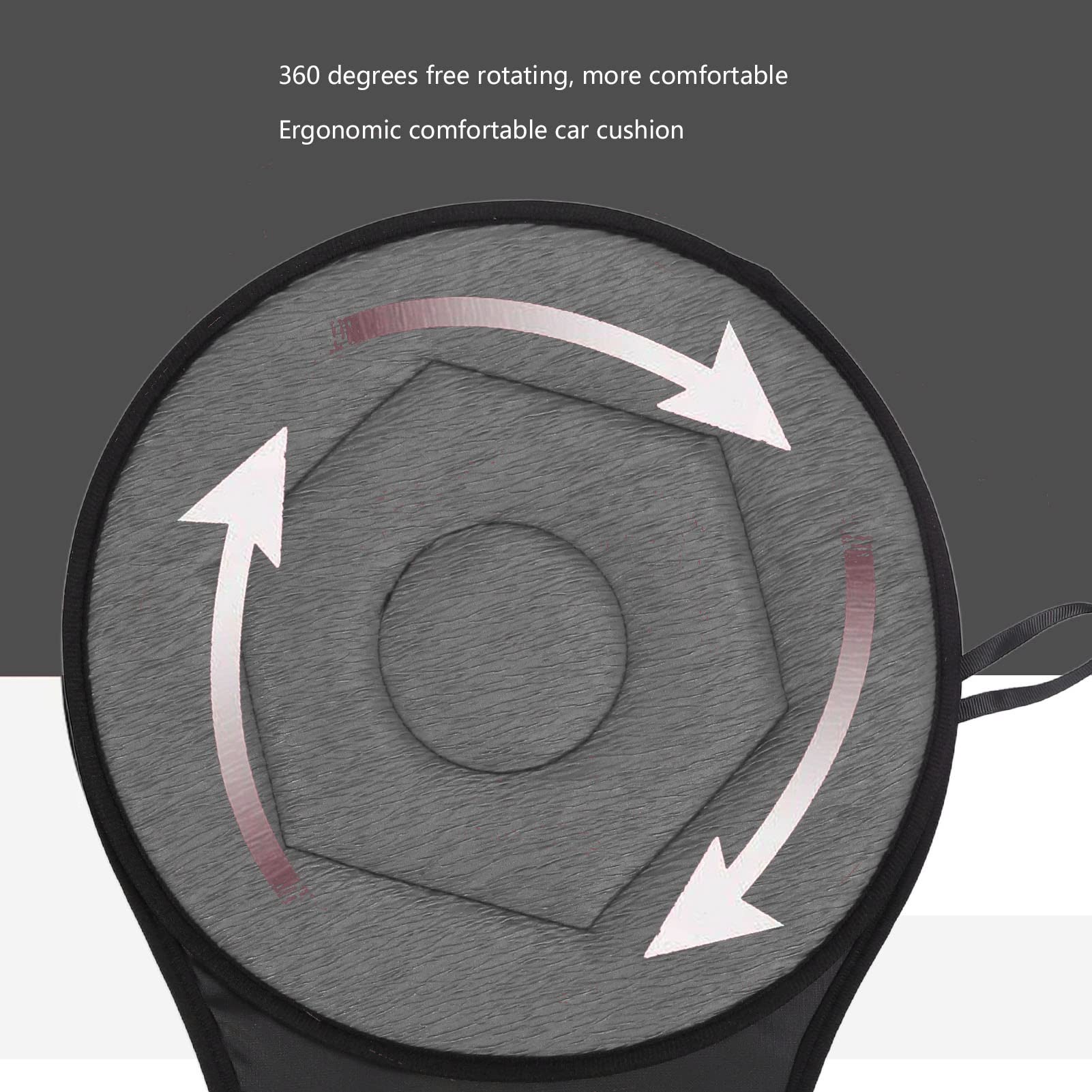 360 Degree Rotating Car Seat Cushion - Swivel Round Portable Seat Pad for Elderly & Pregnant Women, Comfortable Grey Car Chair Cushion - Perfect for Long Drives, Road Trips & Commuting