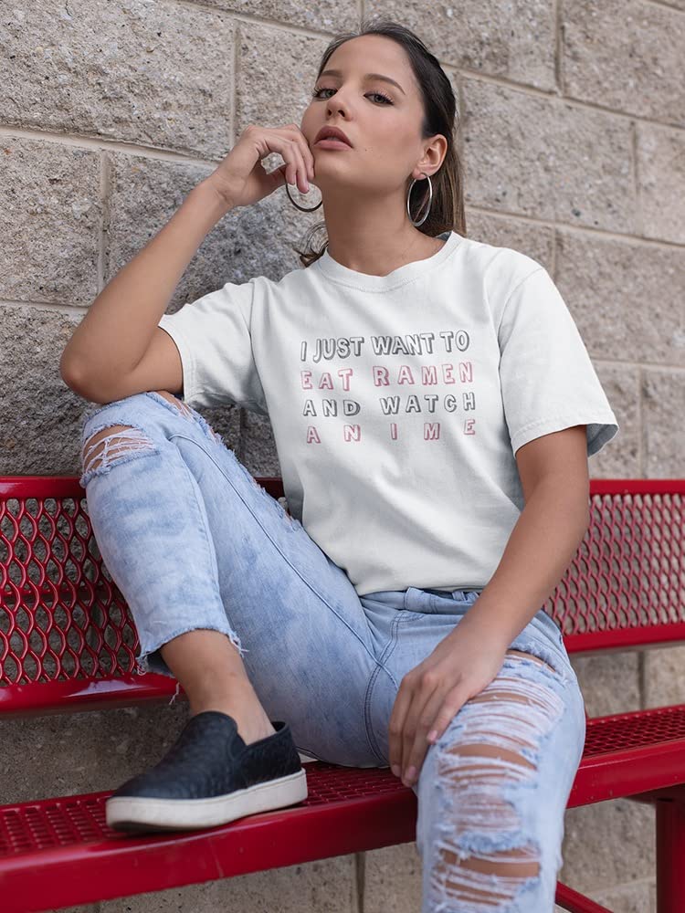 Anime Ramen Lover Women's T-Shirt - Cute Japanese Cartoon Graphic Tee for Casual Wear & Anime Convention Outfits