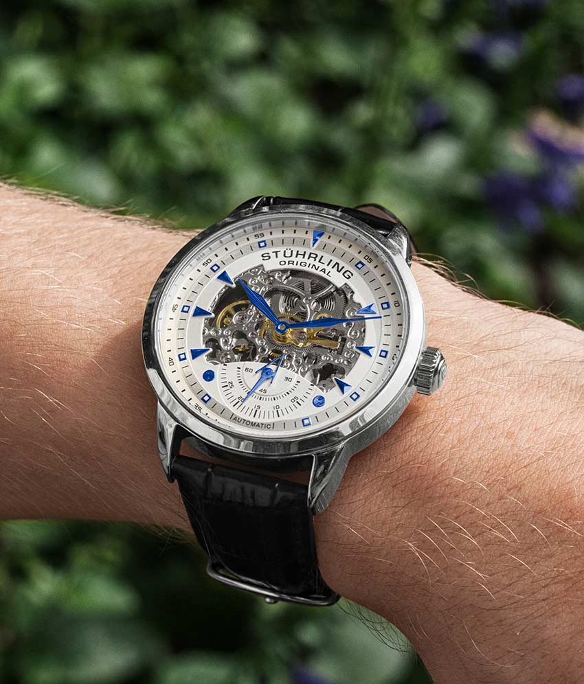 Executive 133 Automatic 44mm Skeleton Watch for Men - Luxury Stainless Steel Mechanical Timepiece - Perfect for Business, Formal Events & Gift Giving