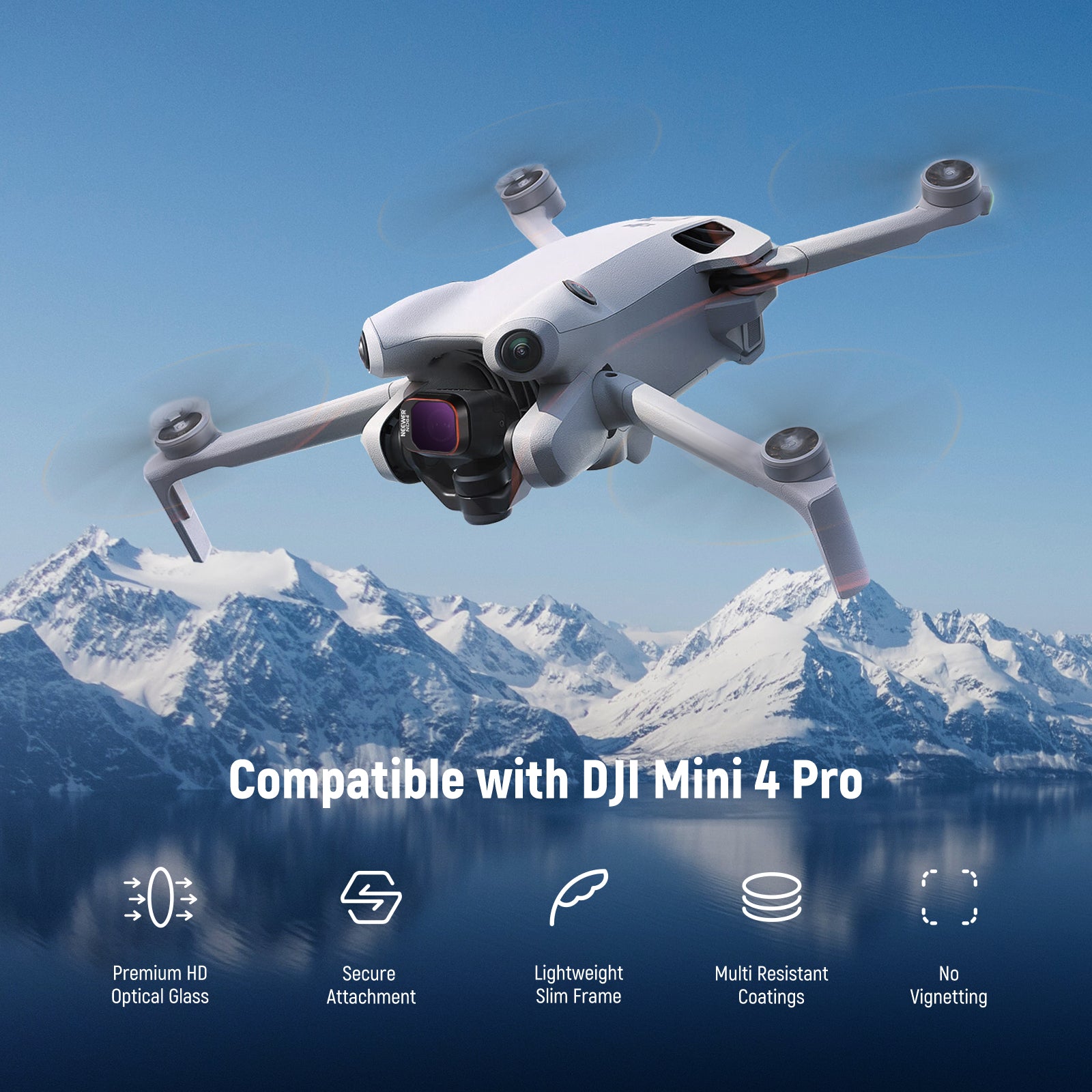 NEEWER 8-Piece ND Filter Kit for DJI Mini 4 Pro Drone - Professional Neutral Density Lens Filters for Aerial Photography & Videography - Perfect for Sunny Days, Long Exposure & Cinematic Shots