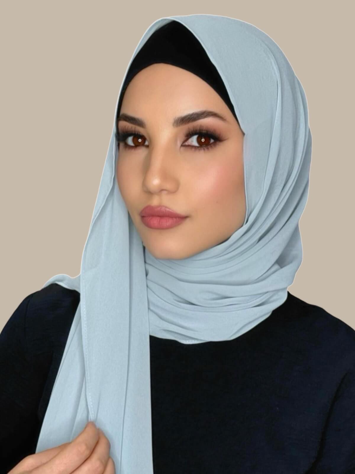 Luxury Chiffon Hijab Scarf for Women - Soft Grandma Grey Shawl - Perfect for Daily Wear, Prayer, and Special Occasions