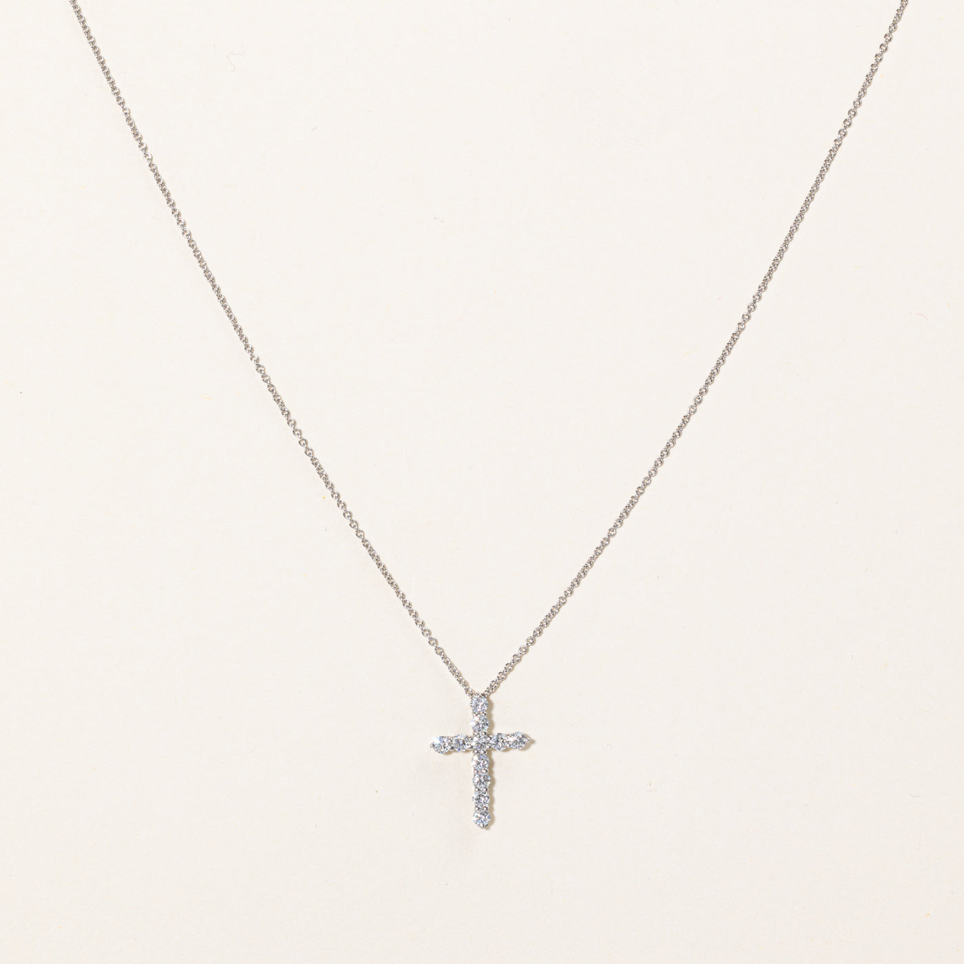 Tiffany & Co Sterling Silver Cross Pendant Necklace - 0.42 Carat Diamond Accent, 16 Inch Chain - Perfect for Gifts, Baptisms & Everyday Elegance
