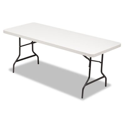Premium Resin Folding Table 6ft x 30in - Heavy Duty Rectangular Plastic Table with Square Edge (Platinum) - Indoor/Outdoor Use for Parties, Camping & Events
