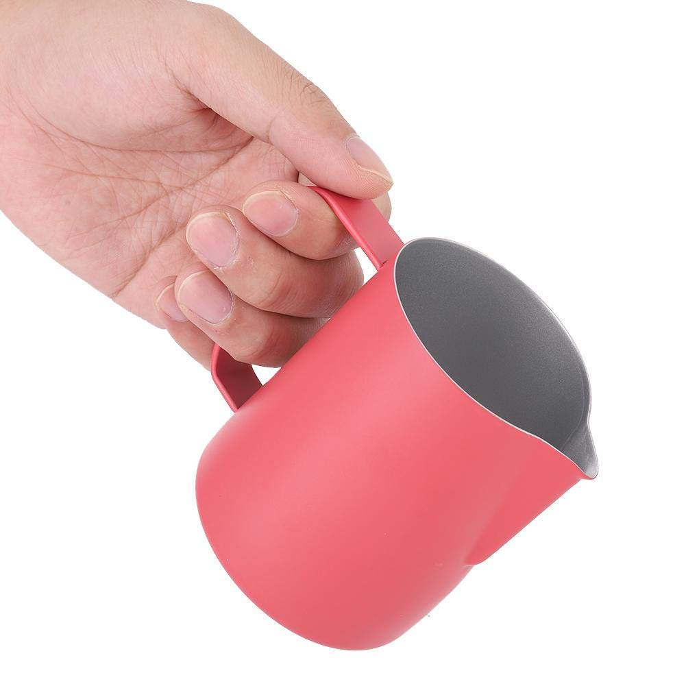 Premium 600ml Stainless Steel Milk Frothing Pitcher for Latte Art - Espresso & Coffee Steaming Pitcher with Heat-Resistant Handle (Rose Red) - Perfect for Home Baristas & Coffee Shops