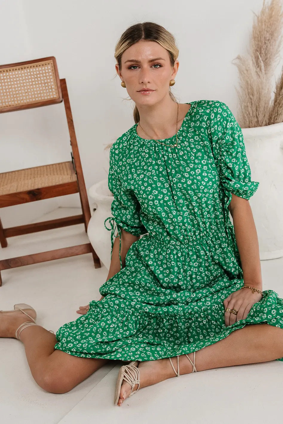 Marlee Midi Dress in Green - Flowy Summer Dress for Women | Perfect for Beach, Brunch & Date Nights | FINAL SALE